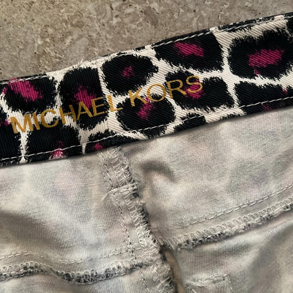 Michael Kors Animal Print Skinny Jeans, Black/ Purple/ White Size 2