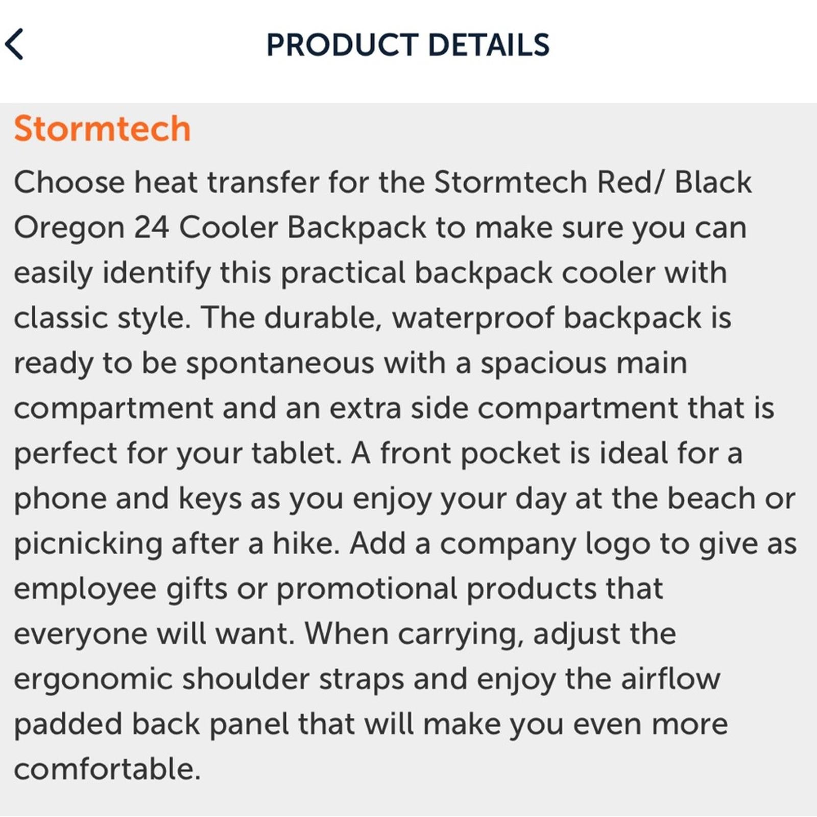 Stormtech Red & Black Oregon 24 Cooler Backpack, New with Tag
