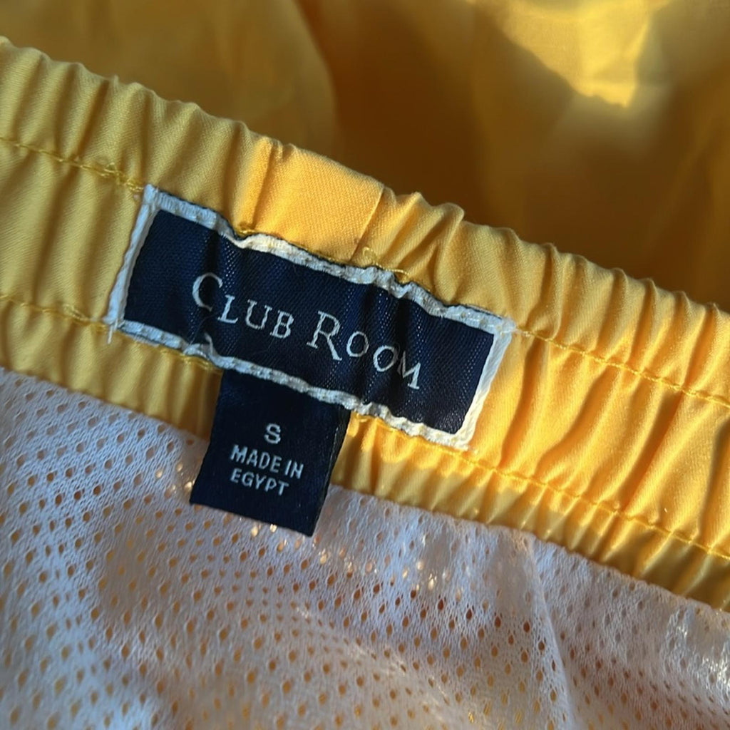 Club Room YELLOW Quick-Dry Performance Solid 7" Inseam Swim Trunks, Size S NWT