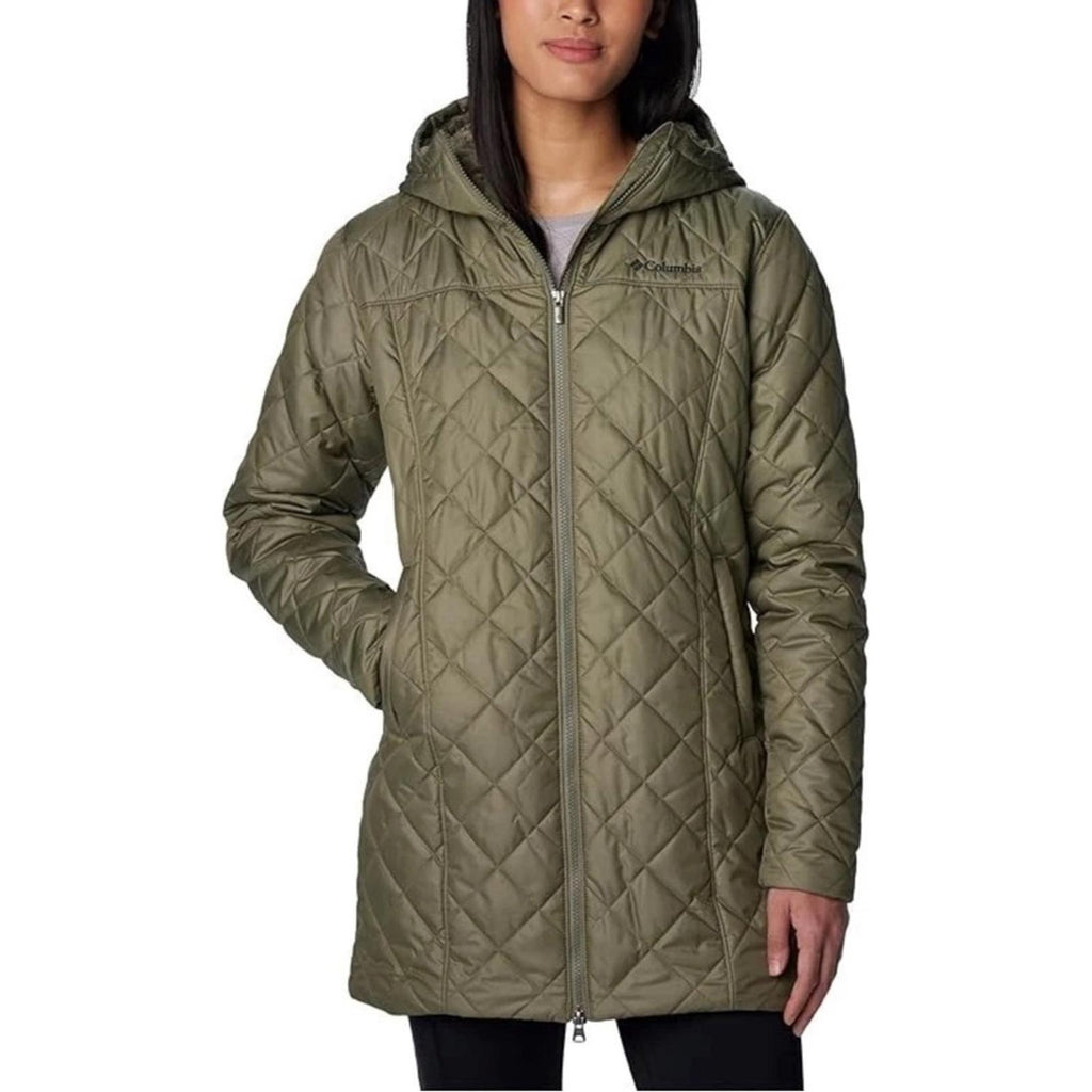 Columbia Copper Crest Hooded Fleece-Lined Mid-Length Coat in Green, NWT, Size S