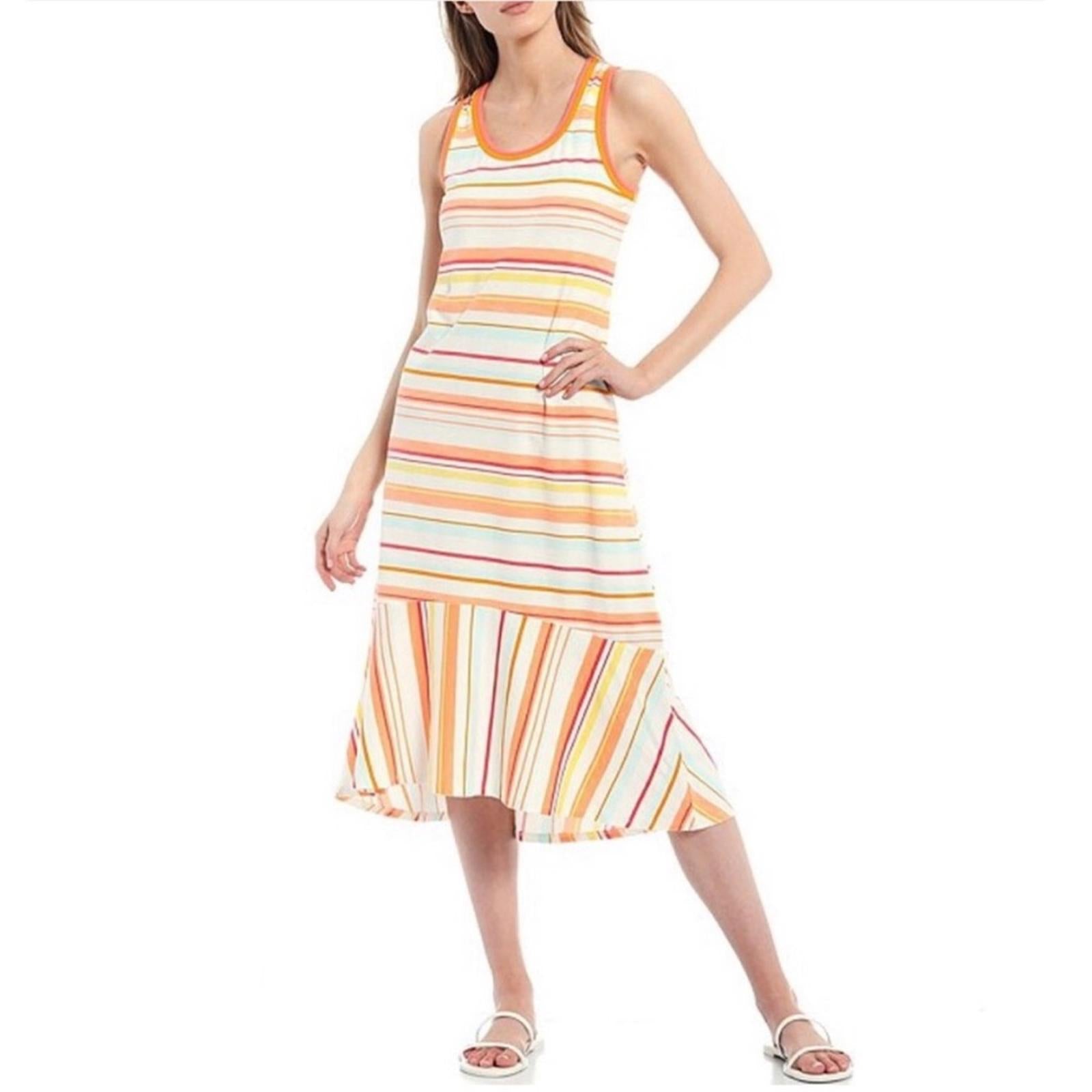 Ella Moss Sylvia Knit Stripe Hi-Low Midi Dress, Size L, New w/Tag