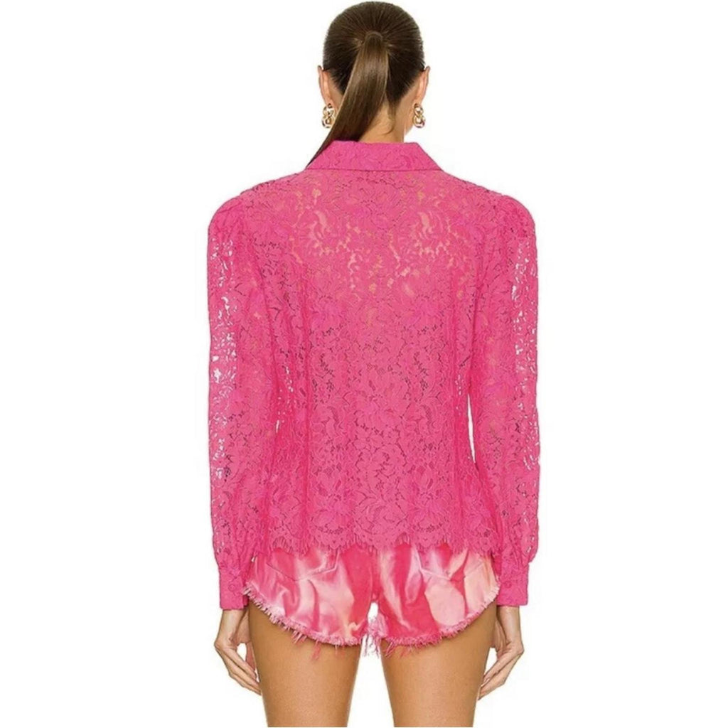 New L’Agence Jenica Lace Blouse, Pink Size XS New w/Tag