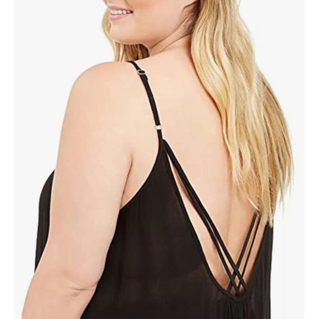 Raviya Black Plus Size Sleeveless Swim Cover-up Maxi Dress, Size 1X