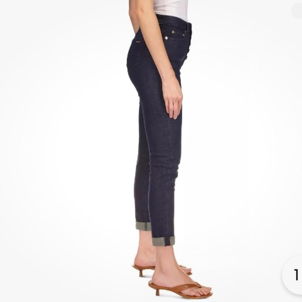 Michael Kors Selma High-Rise Cropped Skinny Jeans Dark Rinse Wash, NWT, Size 16