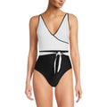 Tommy Hilfiger Colorblock Tie Front One Piece Swimsuit Black/White Size 14 NWT