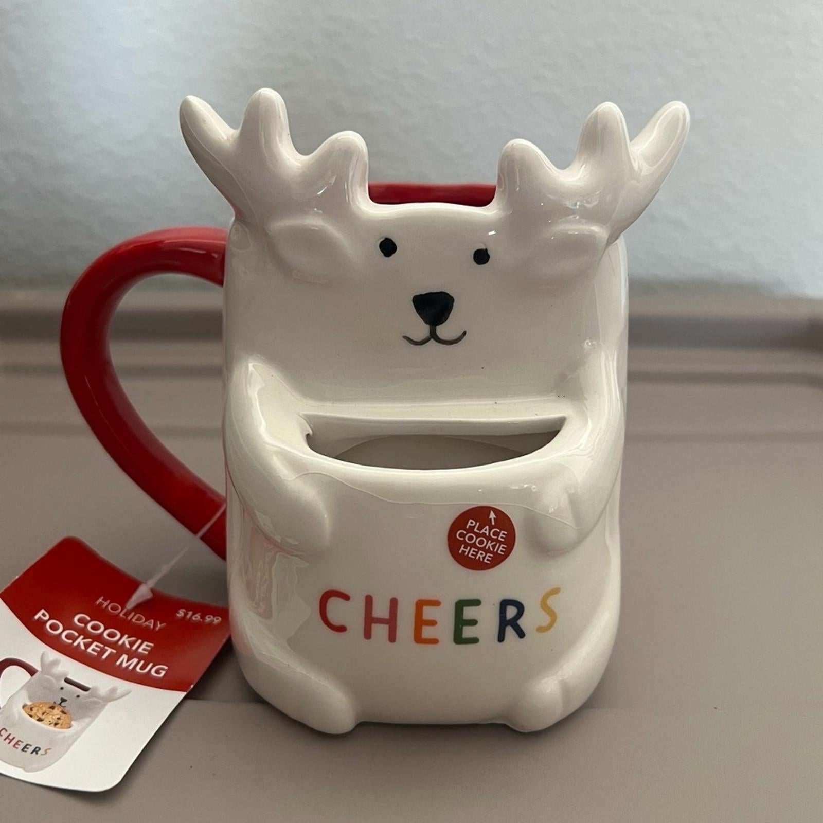 HOLIDAY Cookie Pocket “CHEERS” Mug , New with Tag