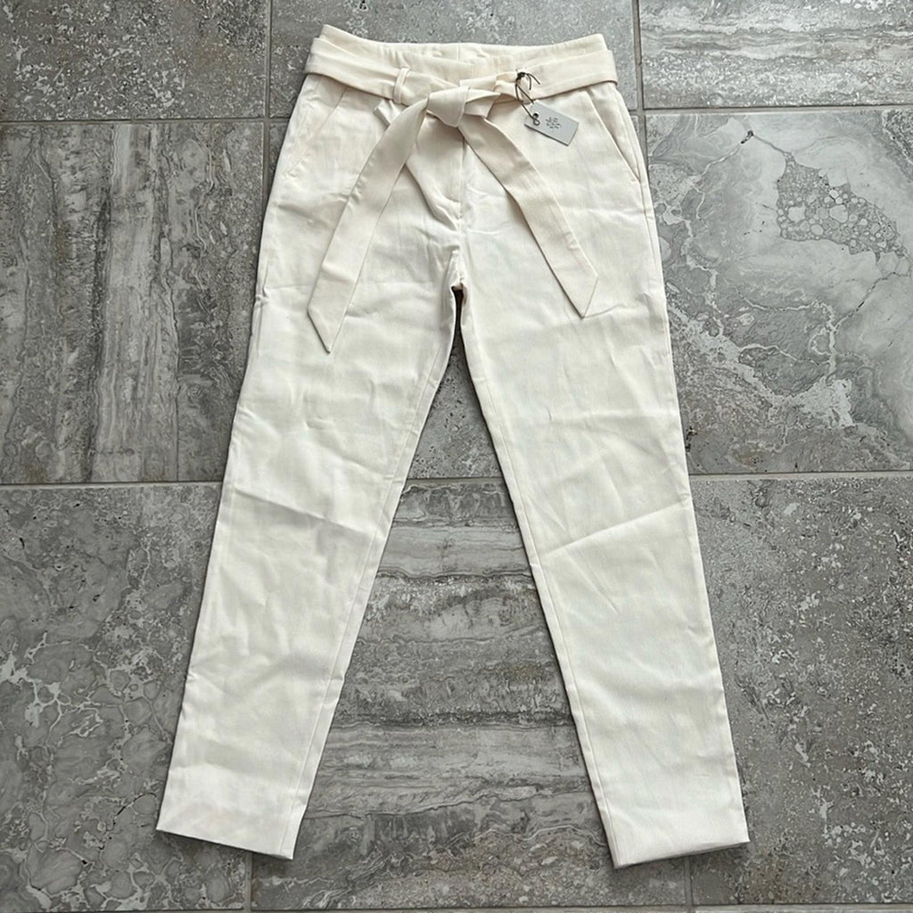 NWT ELEVENTY High-Waisted Ribbed Pants in Cream, Size EU40 | US2 New w/Tag $495