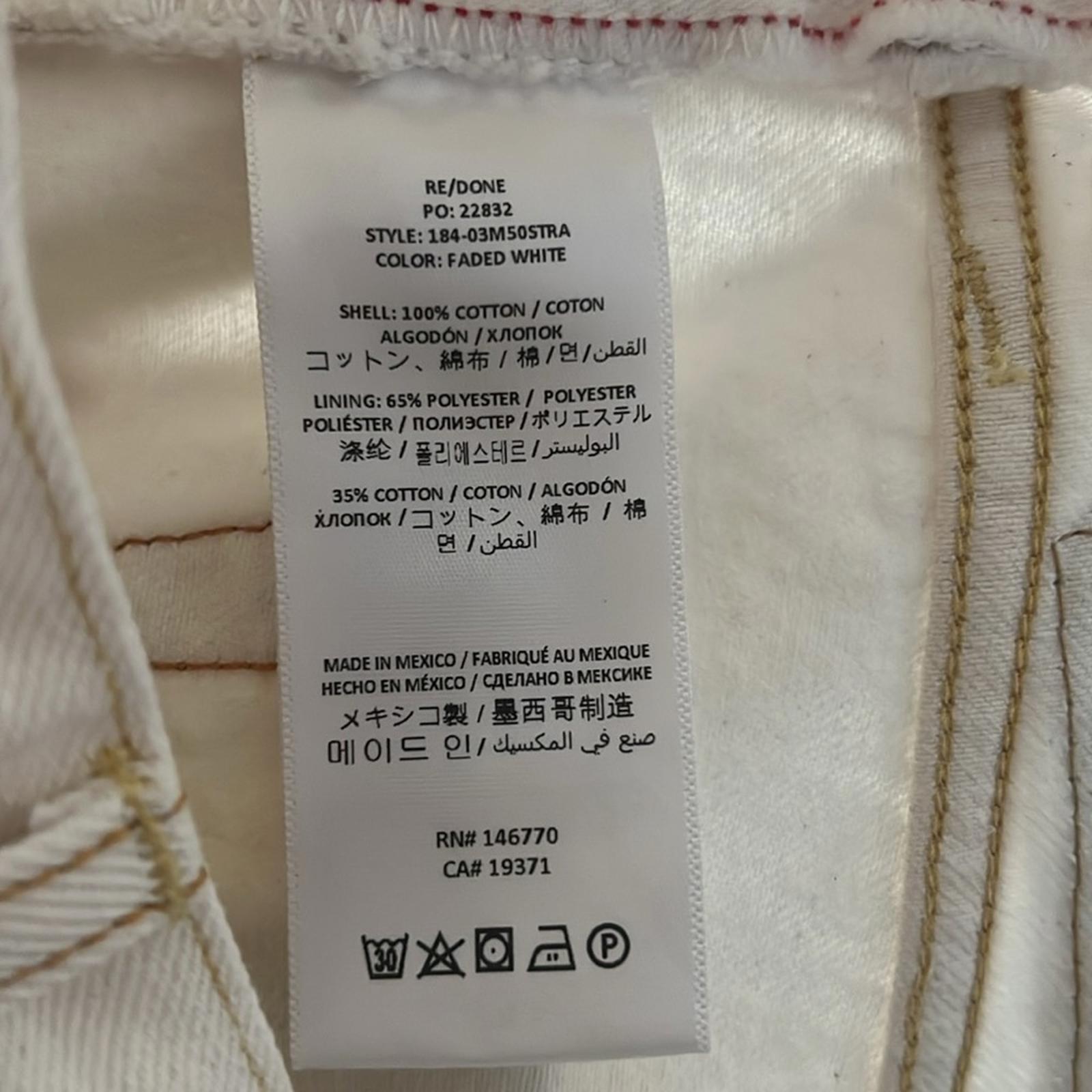 RE/DONE 50s Straight Jeans in Faded White, Size 38 New w/Tag $295