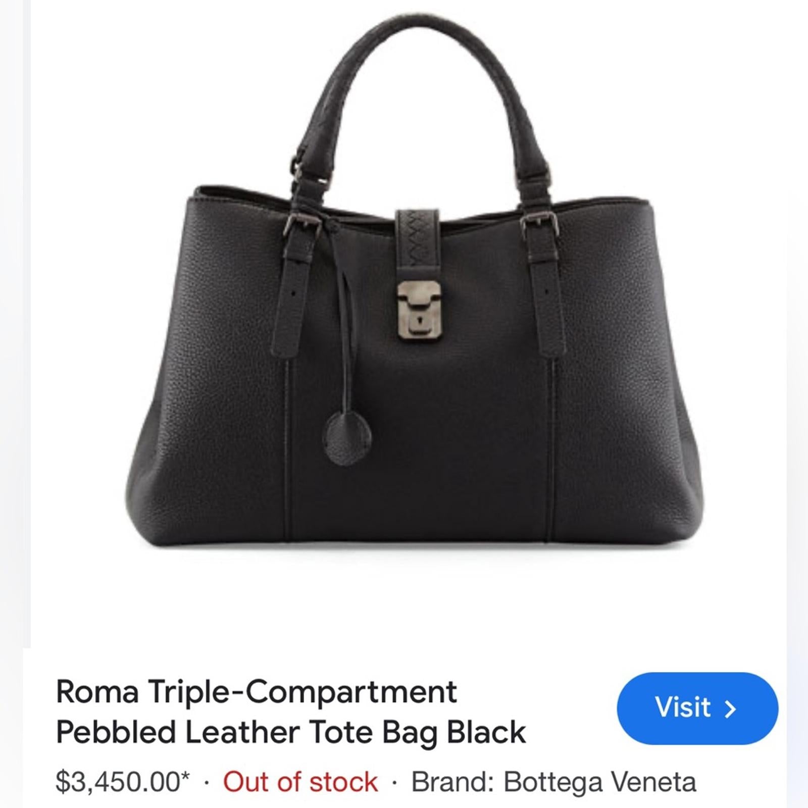Bottega Veneta Roma Triple-Compartment Pebbled Leather Tote Bag, Retail $3,450