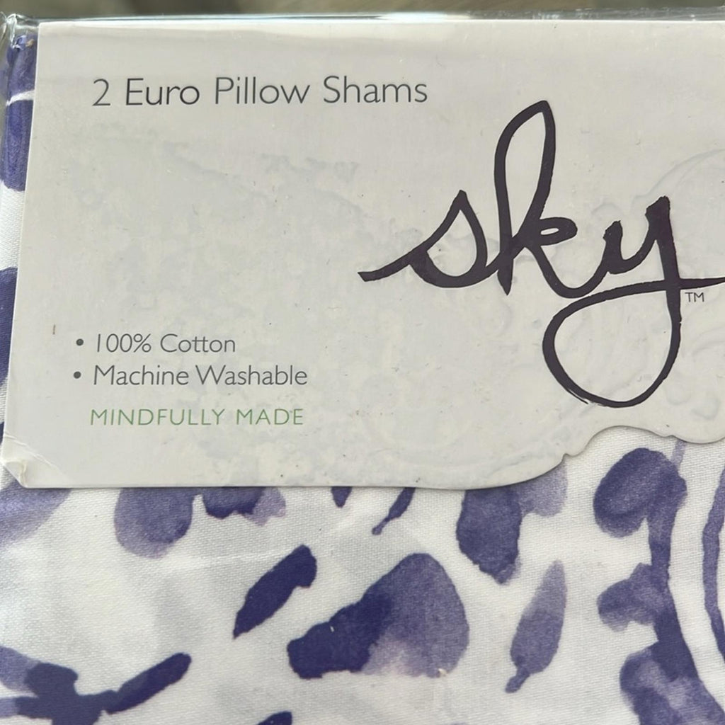 2 SKY Emilia Paisley Euro Shams in Purple/White New w/Tag $145