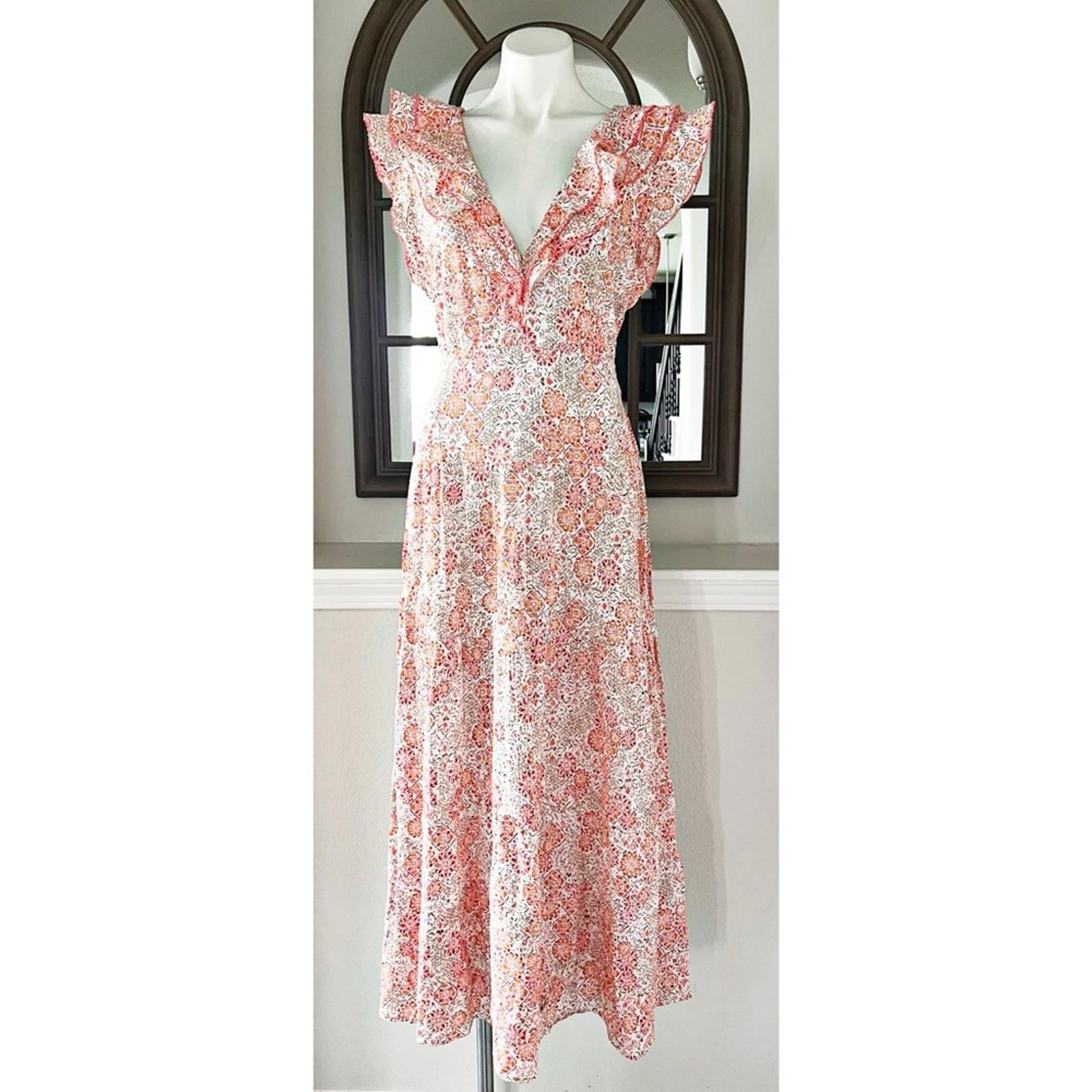 Poupette St Barth Della Long Dress, Pink Ceramique Size L New w/Tag
