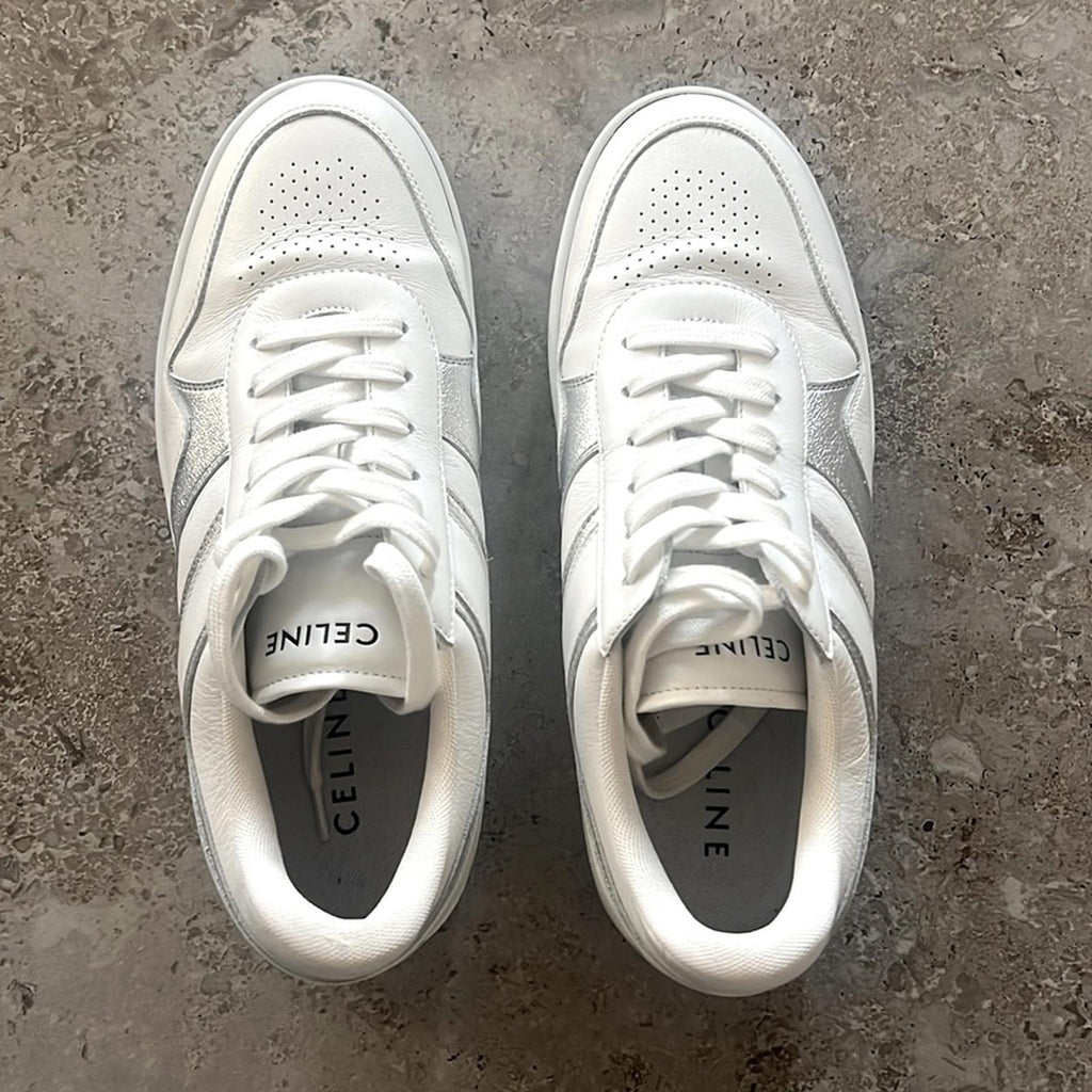Celine Low Wave Lace-Up Sneaker, Optic White/Silver Size 41 in Box +DustBag $750