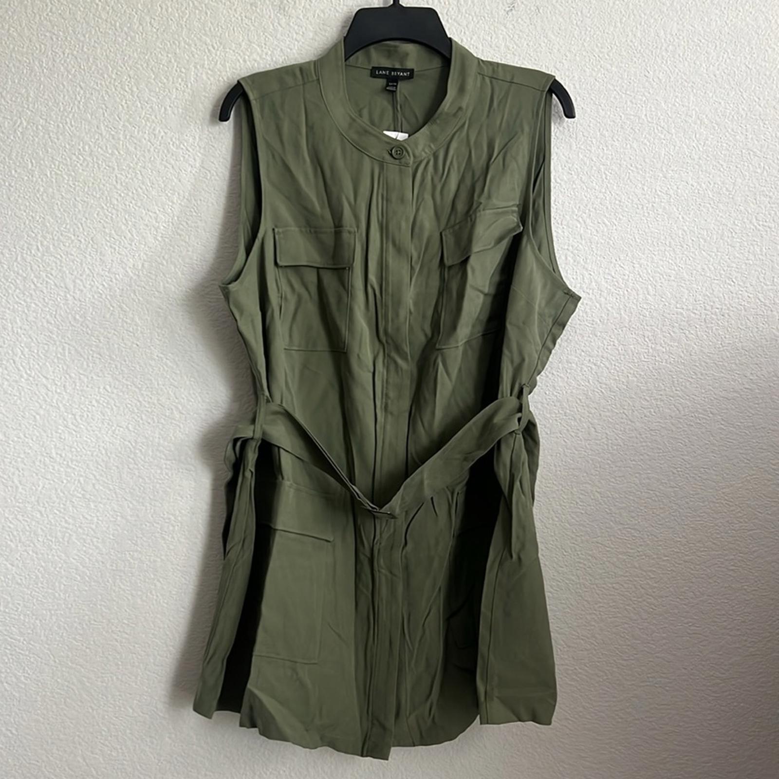 Lane Bryant Belted Utility Cargo Vest in Olive Green, Plus Size 14/16, New w/Tag