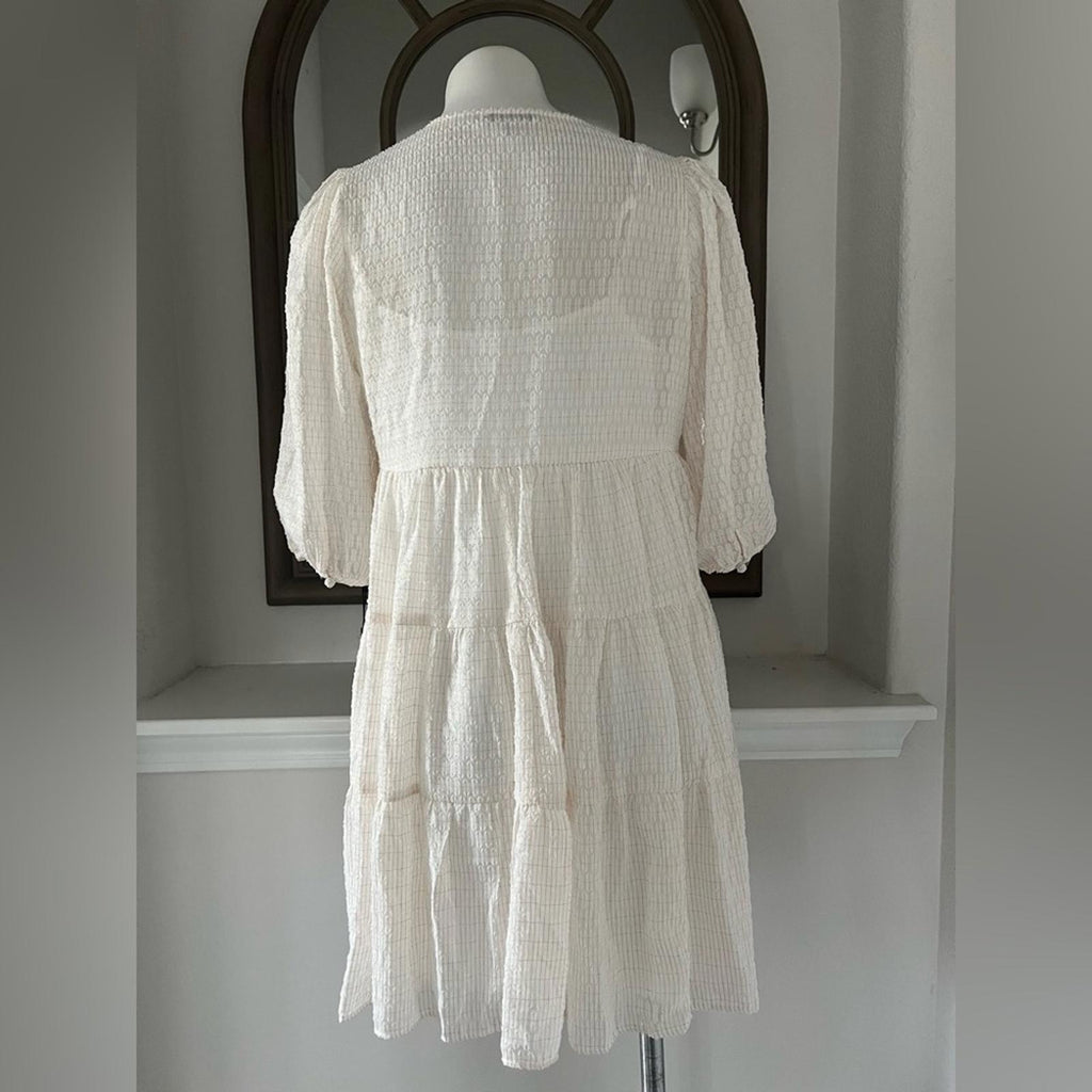Calvin Klein Side-Tie Belt Pinstripe Tiered Dress, Petite Size 6 New w/Tag