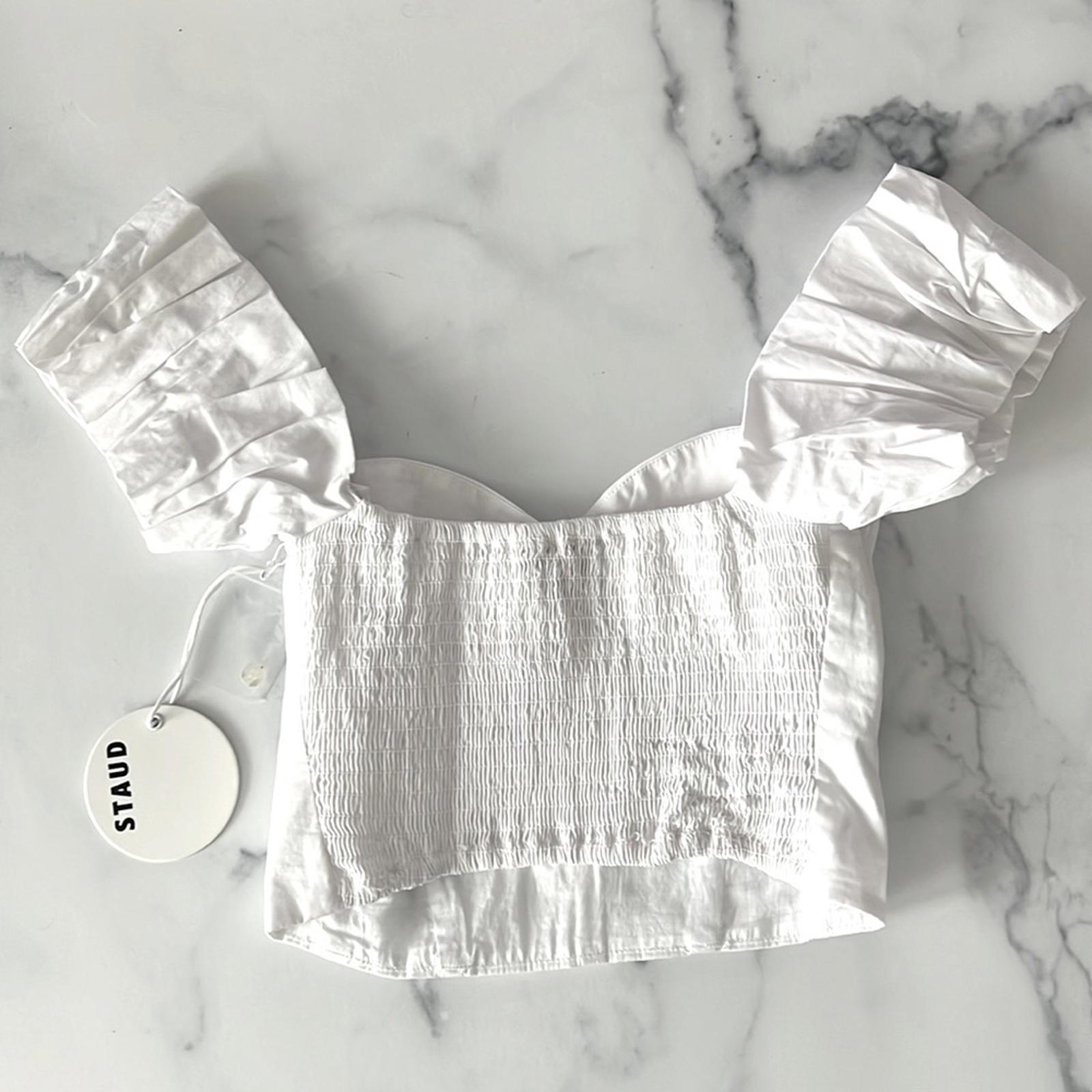 STAUD Revolve* Bouvier Crop Top in White, Size S New w/Tag Retail $245 SOLD OUT!