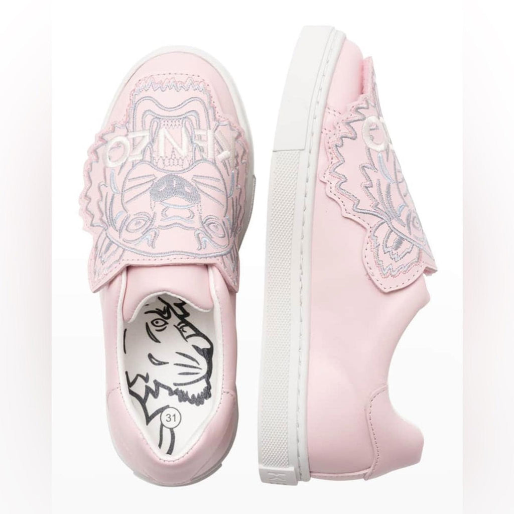 Kenzo Tiger Leather Low-Top Sneakers in Pink, NWT, Size EU 26, US 9.5
