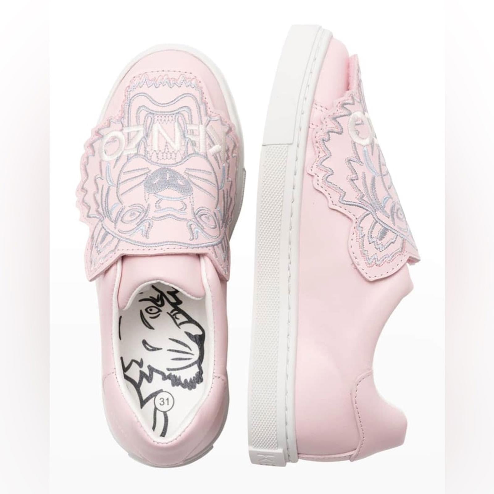 Kenzo Tiger Leather Low-Top Sneakers in Pink, NWT, Size EU 26, US 9.5