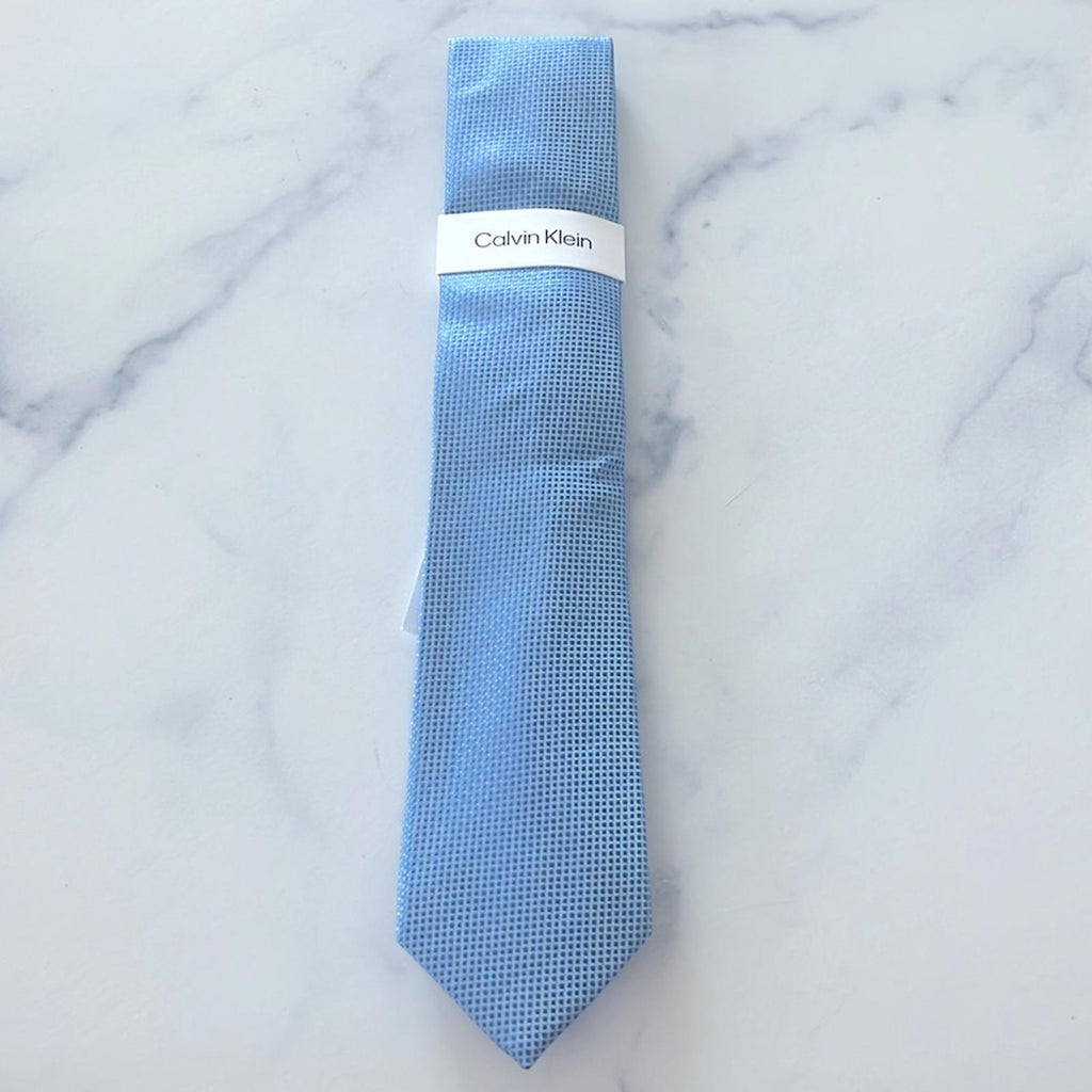 Calvin Klein Micro-Grid Textured Tie in Light Blue, One Size, NWT