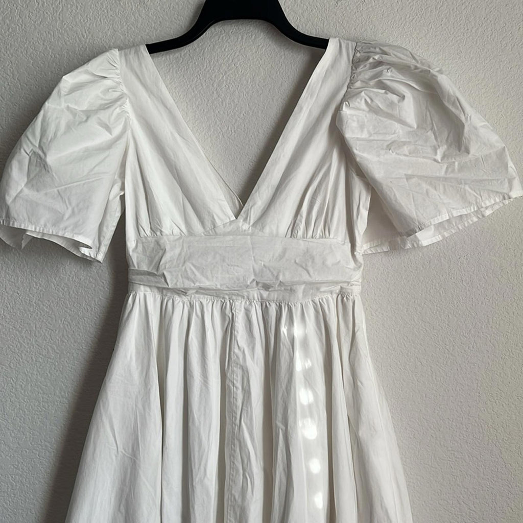 Rhode Margot Cotton Flutter Sleeve Maxi Dress in White, NWT, Size 4