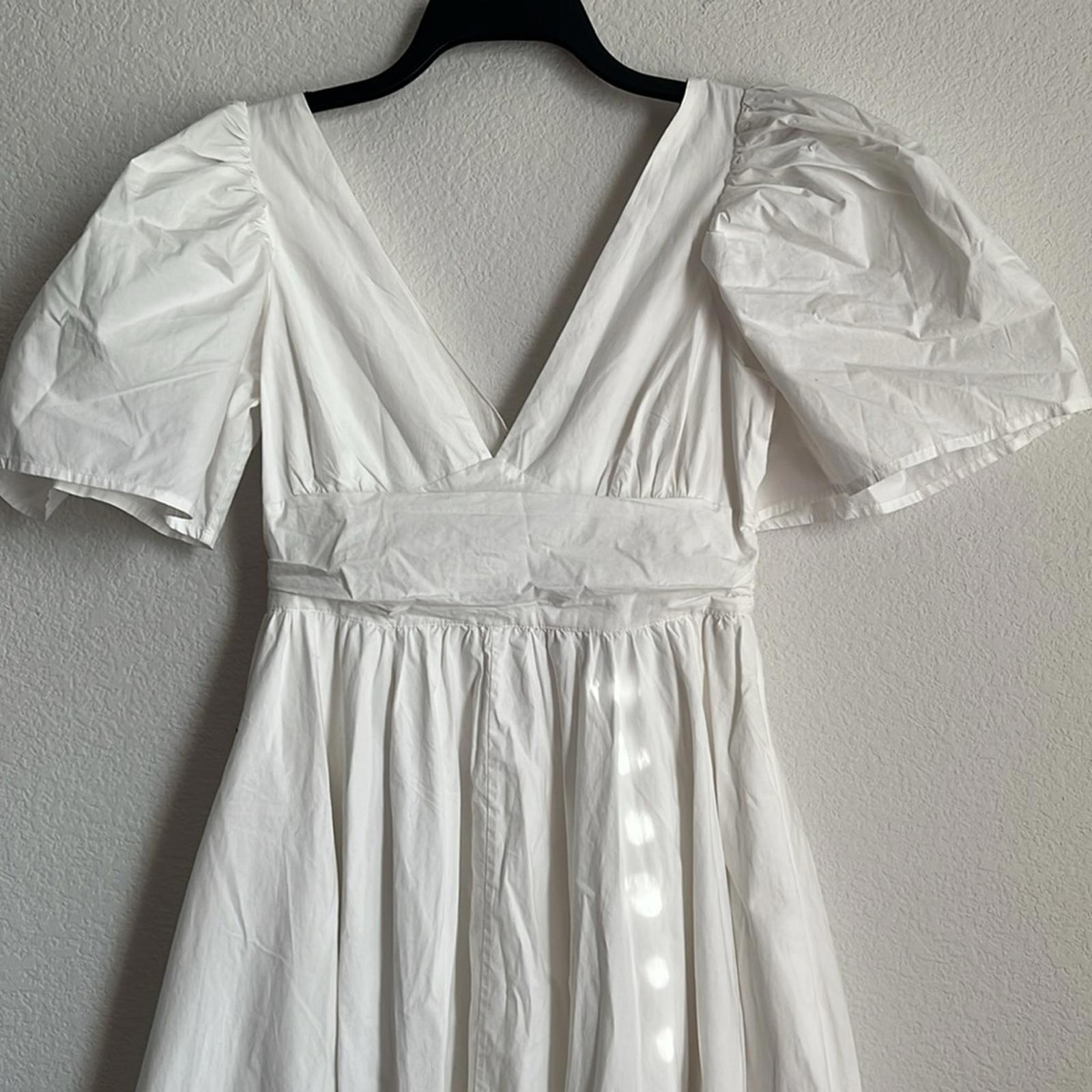 Rhode Margot Cotton Flutter Sleeve Maxi Dress in White, NWT, Size 4