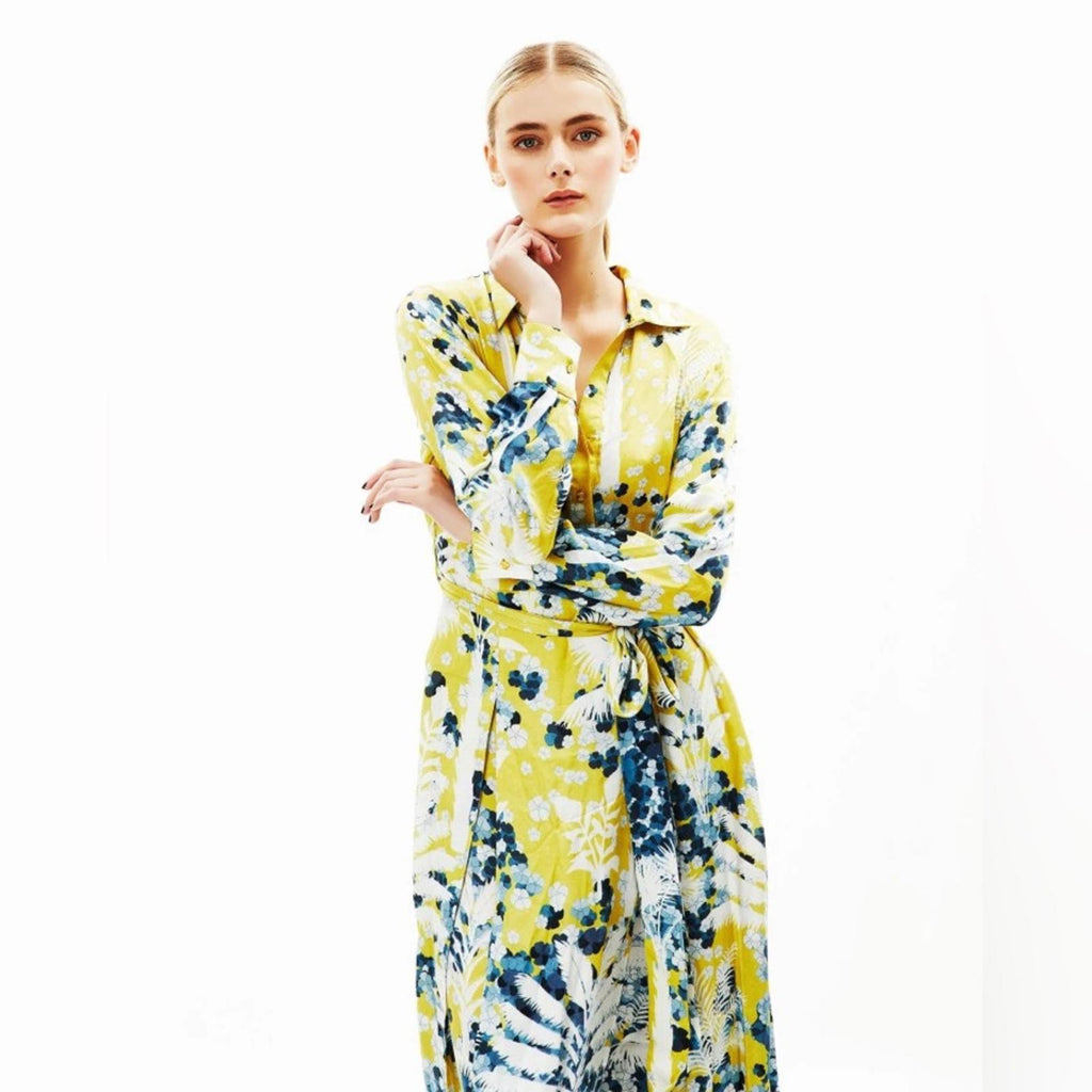 Falguni Shane Peacock Yellow Divine Long Maxi Dress, Size M, New w/Tag