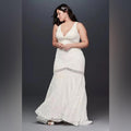 GALINA V-Neck Lace Illusion Wedding Dress, White, Size 20W Retail $599 SOLD OUT