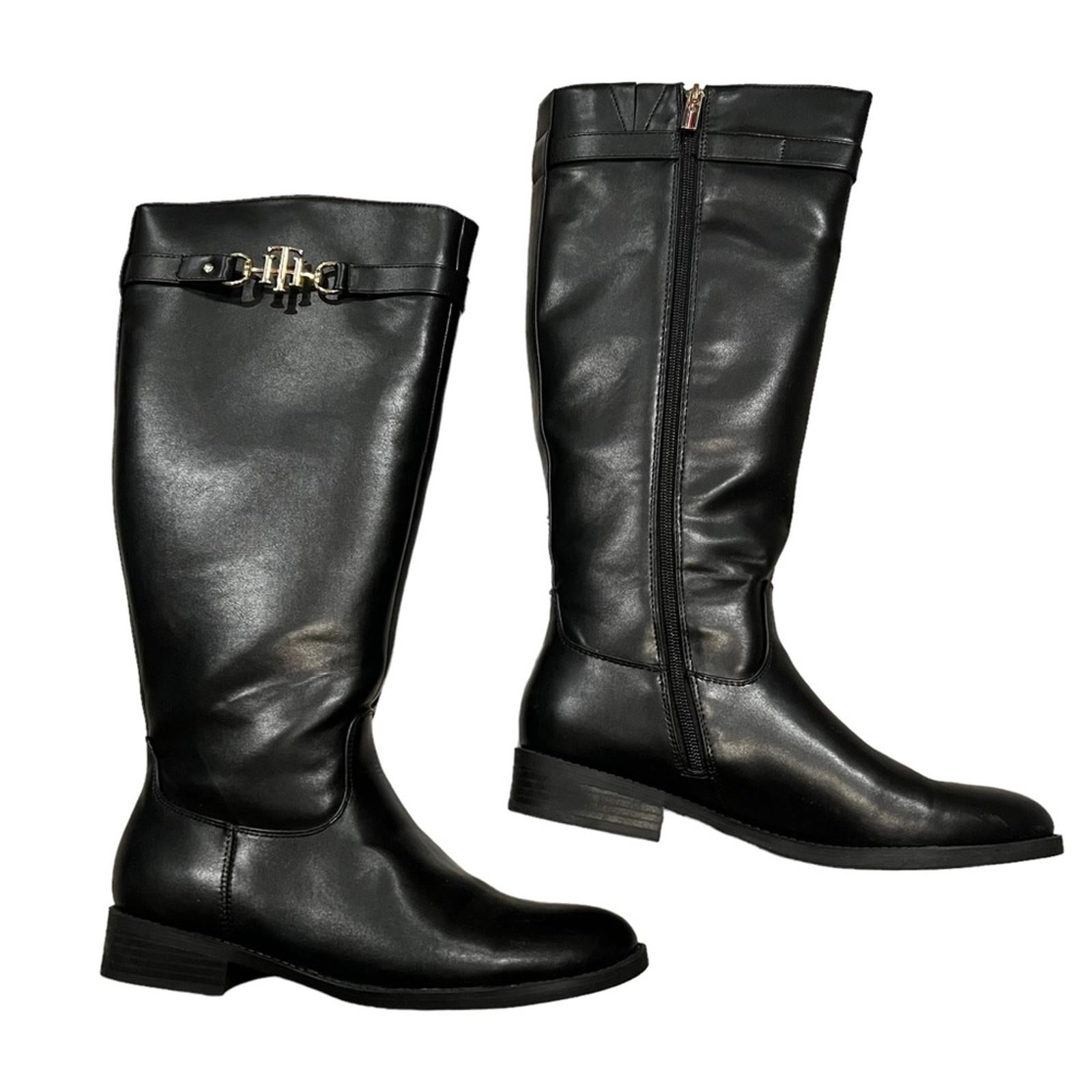 Tommy Hilfiger Inezy Riding Boots, Black Size 8.5 in Original Box Retail $149.50