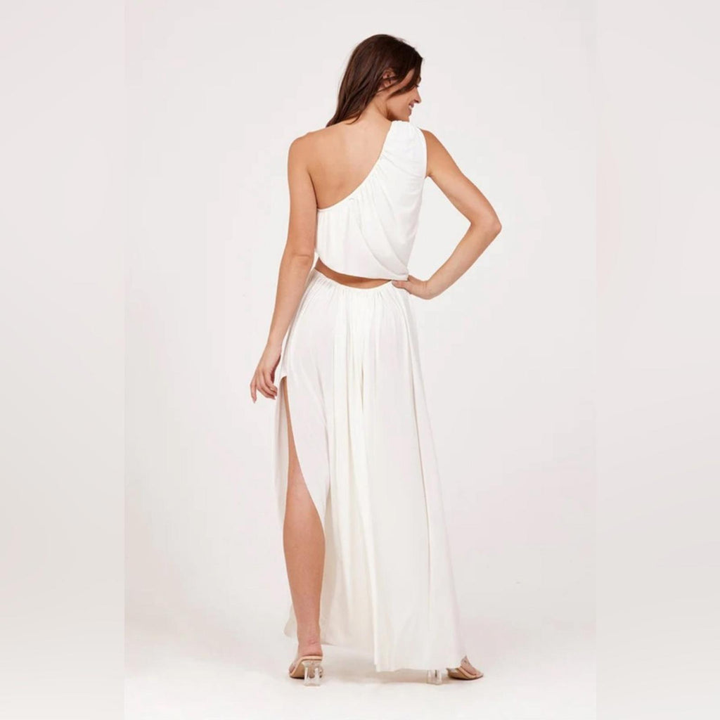 MISA Neutral Calliope One-Shoulder Maxi Dress in White, NWT, Size XS