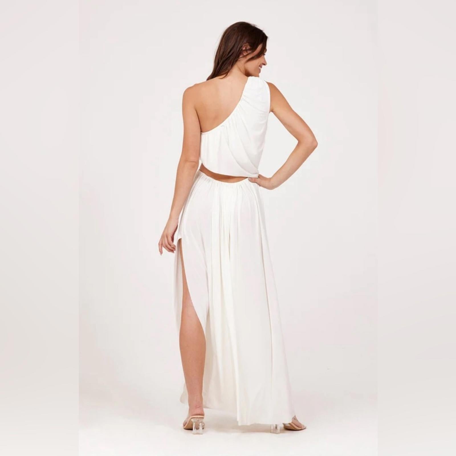 MISA Neutral Calliope One-Shoulder Maxi Dress in White, NWT, Size XS