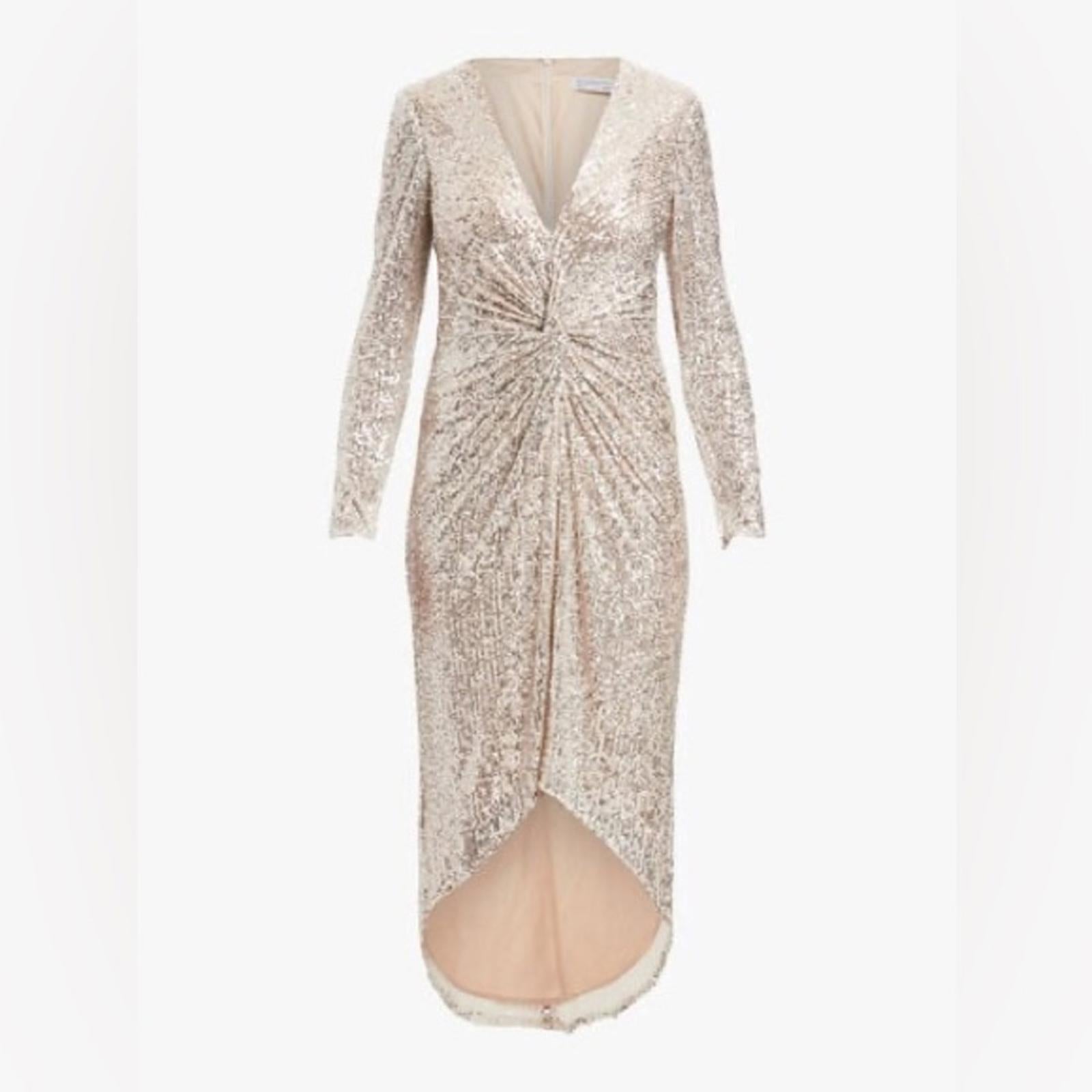 Mac Duggal IEENA Sequined High Low Dress, Rose Gold, Size 12 New w/Tag $348