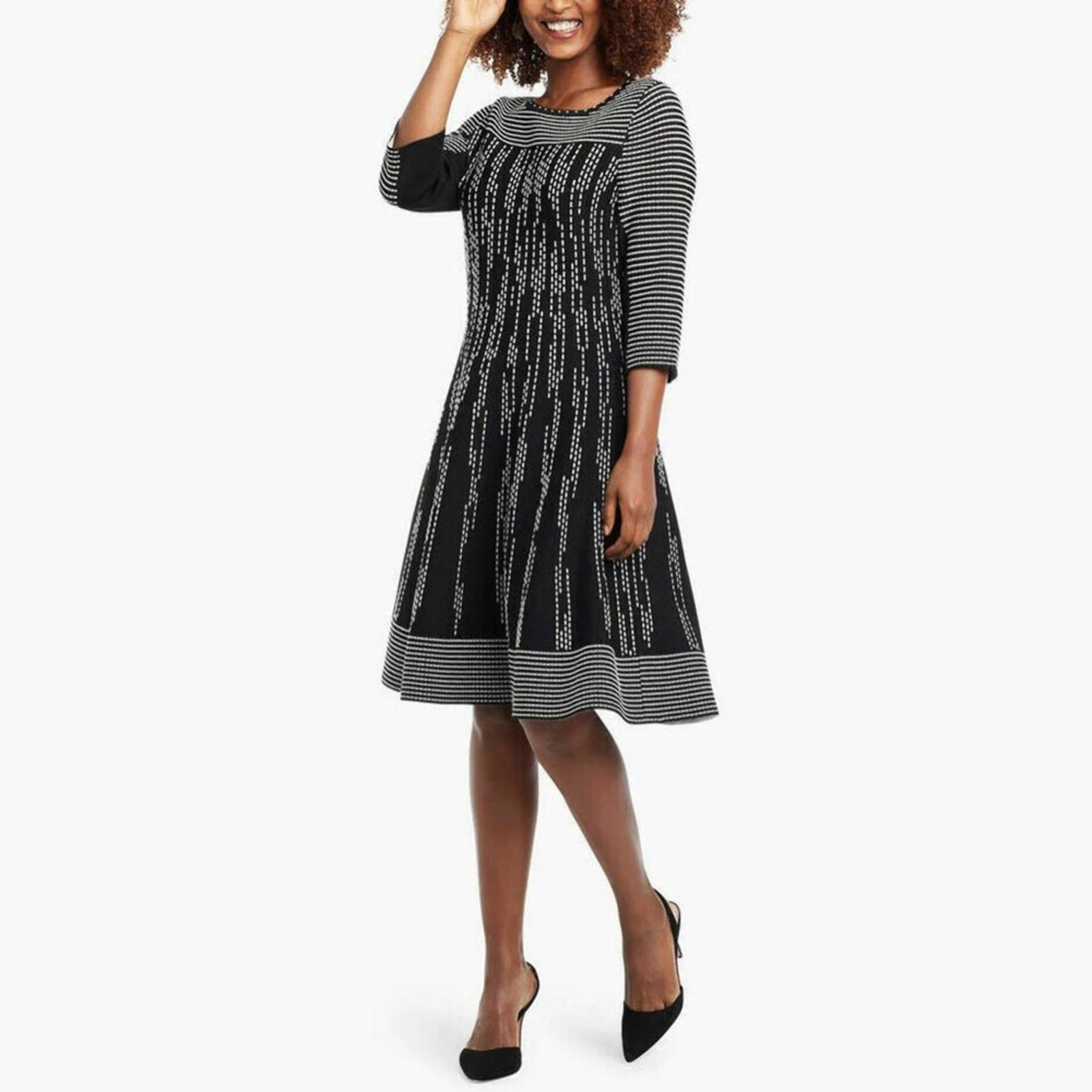 NIC+ZOE Dashing Out Twirl Dress in Black & White, Size XL, Retail $238