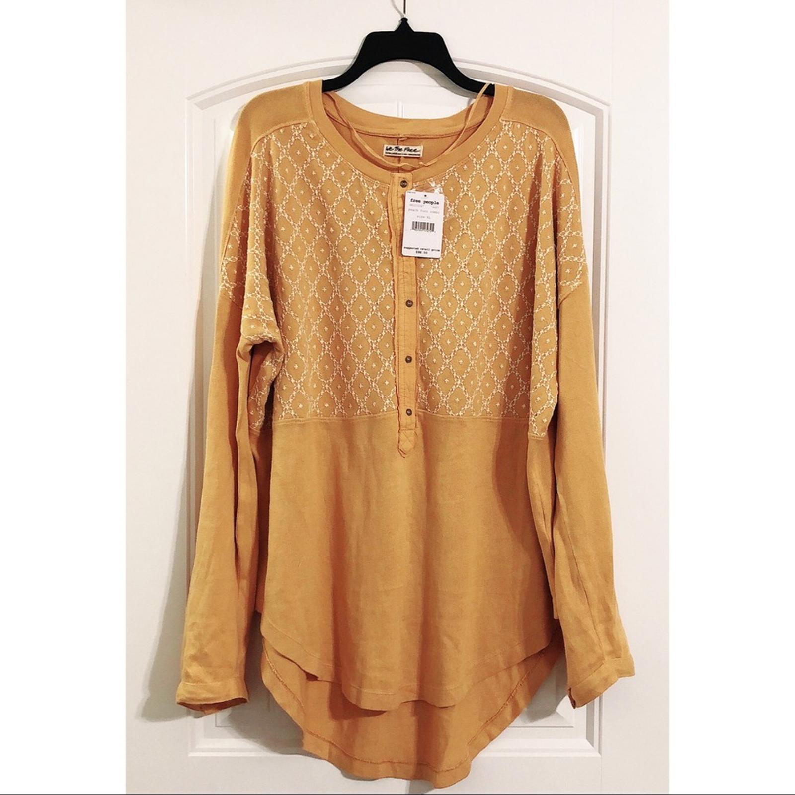 Free People Henley Long Sleeve Top Sweater, Size XL New with Tag Retail $108