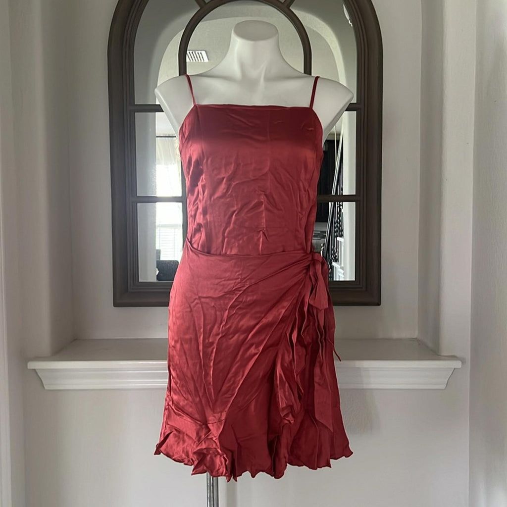 Donna Mizani X Revolve Antonia Faux Wrap Ruffle Dress, NEW, Size M Retail $215