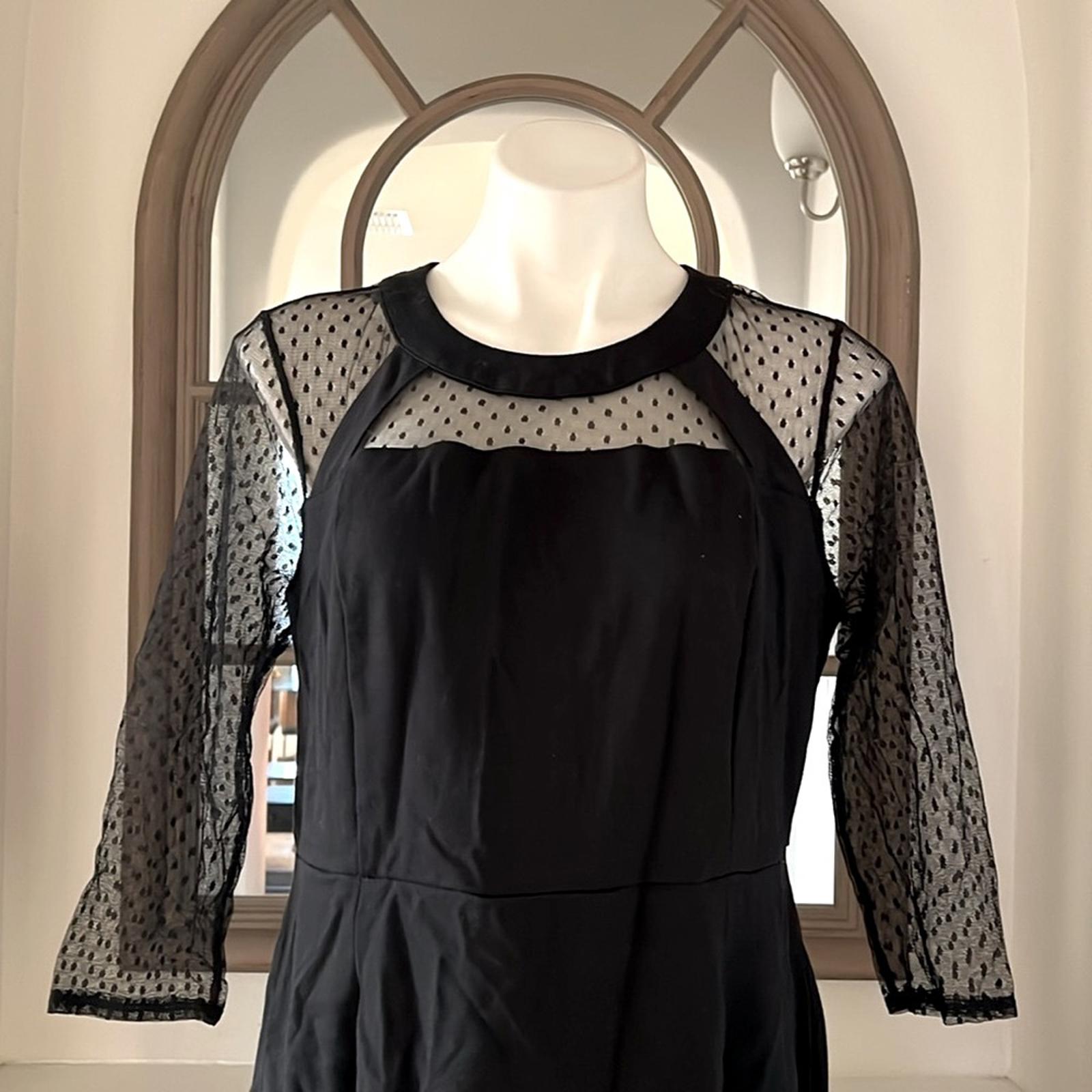 Lane Bryant Women’s Black Mesh Detail 3/4 Sleeve Sheath Dress Size 14 EXCELLENT