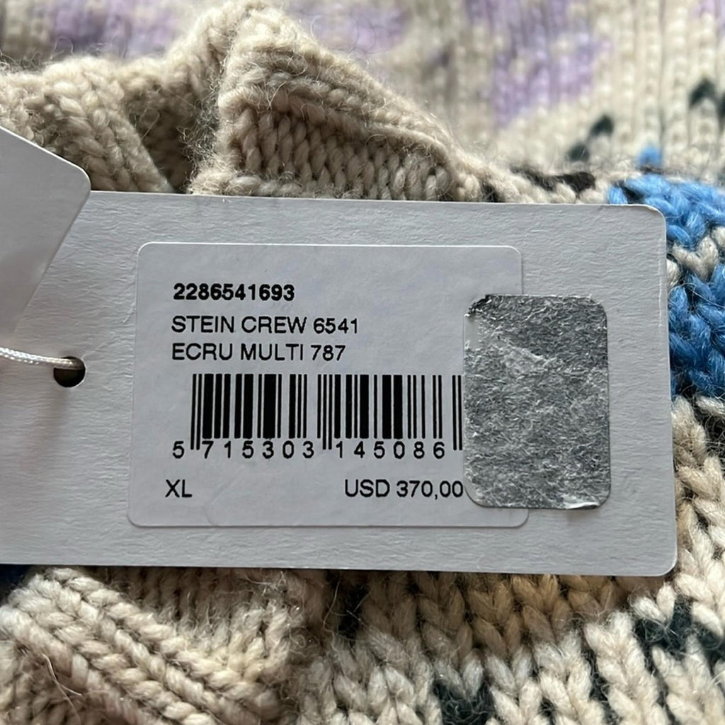 NN07 Stein Wool-Alpaca Blend Crewneck Sweater in Ecru Multi Size XL NWT $370