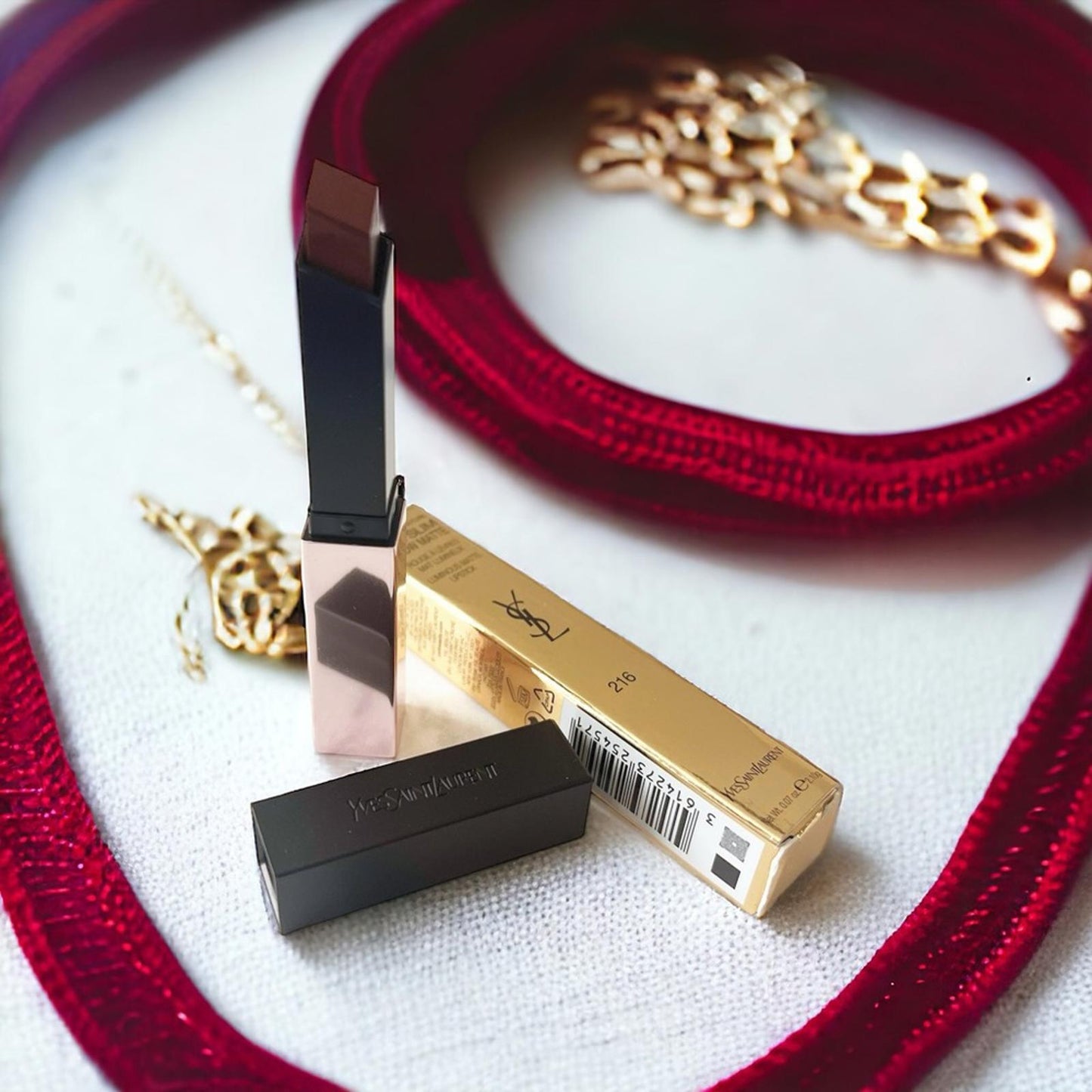 YSL Beauté The Slim Glow Luminous Matte Lipstick, Shade #216 NEW