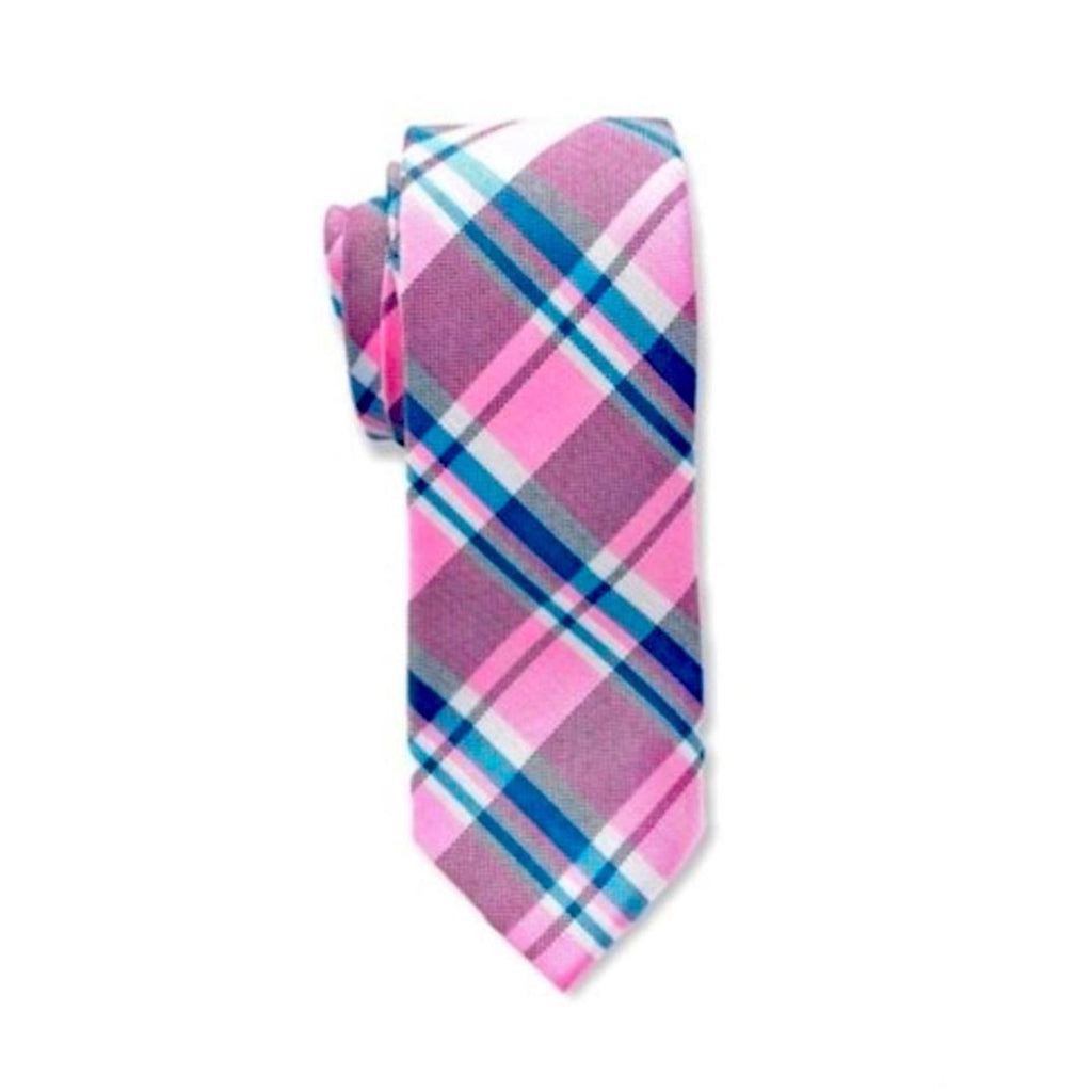 Tommy Hilfiger Plaid Neck Tie in Pink & Blue, New with Tag Retail $69.50