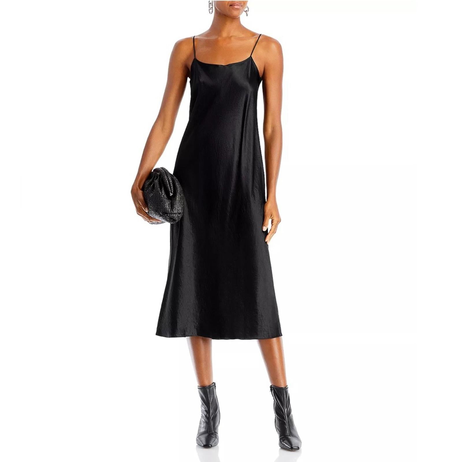 VINCE Satin Slip Dress in Black, Size S New w/Tag Retail $325