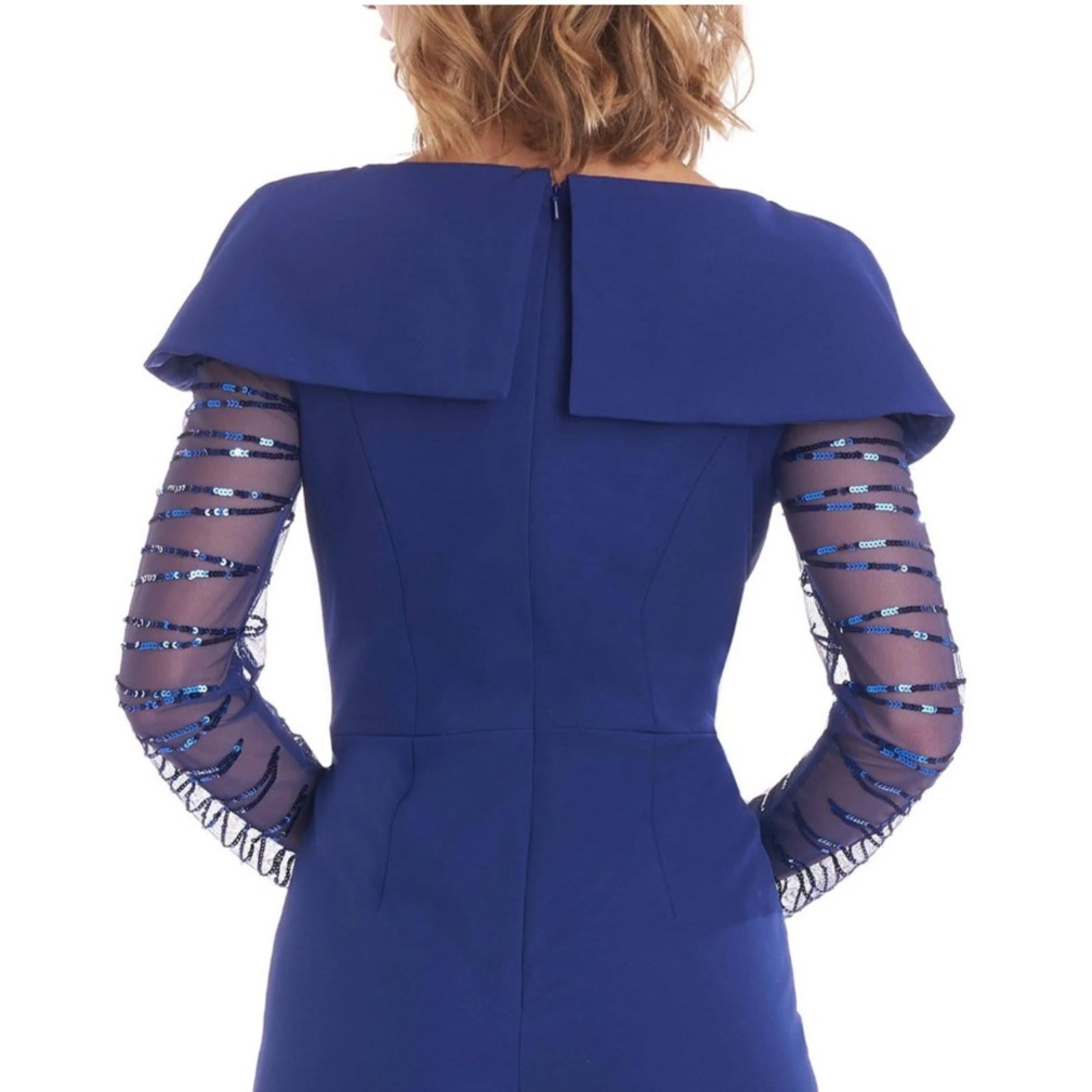 JS Collections Sequined Pintuck Jumpsuit in Blue, Size 4 New w/Tag, Retail $298