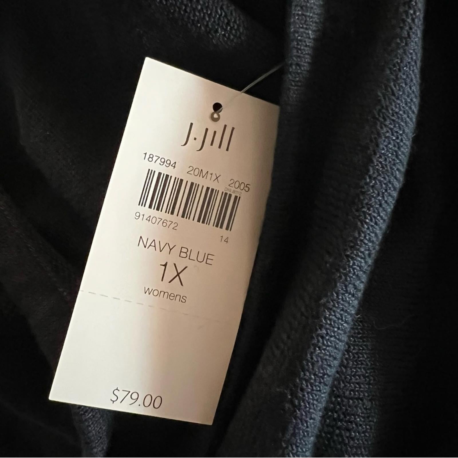 J.Jill Navy Linen Blend Knit Lightweight Sweater, Size 1X New w/Tag Retail $79