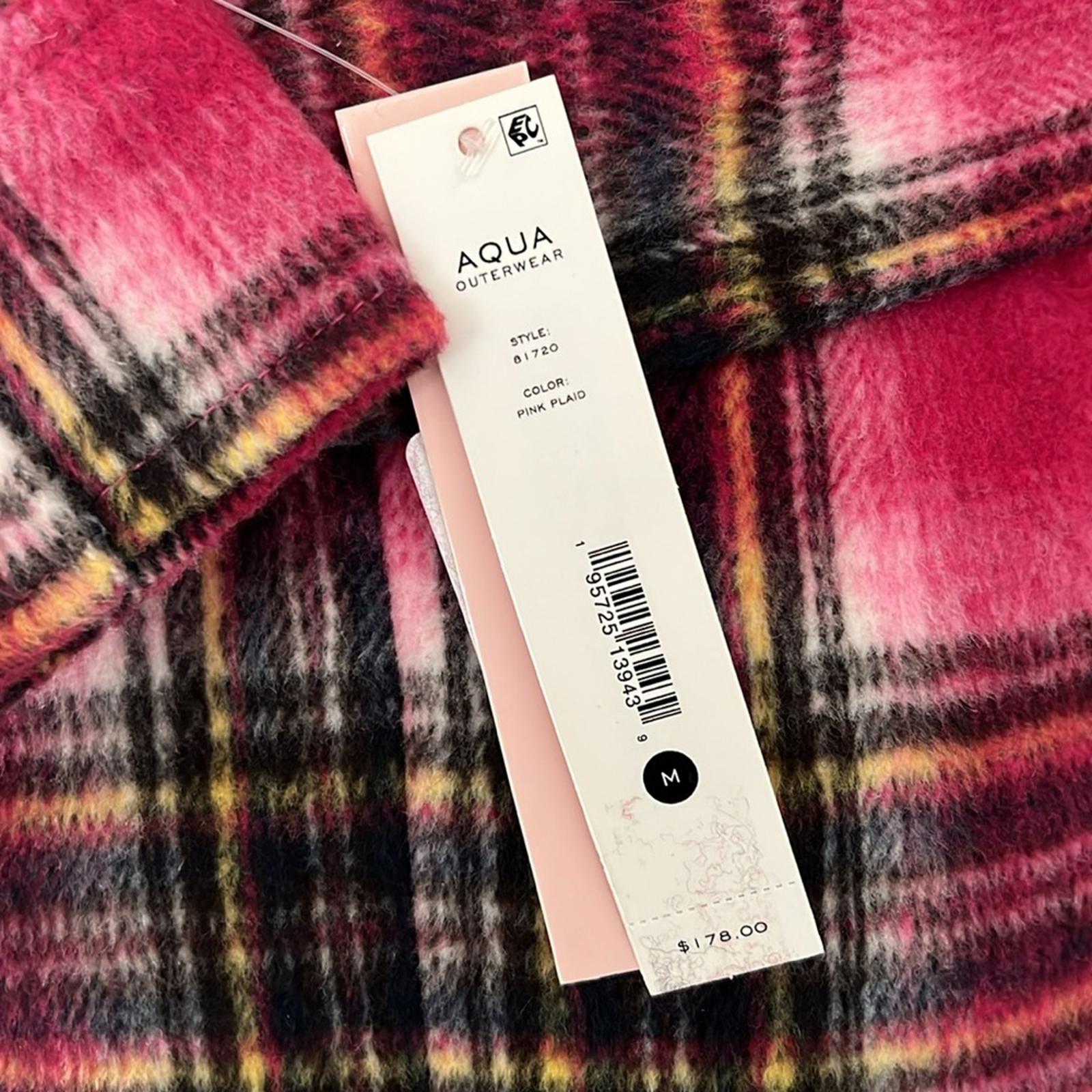 Bloomingdale’s Aqua Plaid Duster Trench Coat in Pink, Size M New w/Tag $178