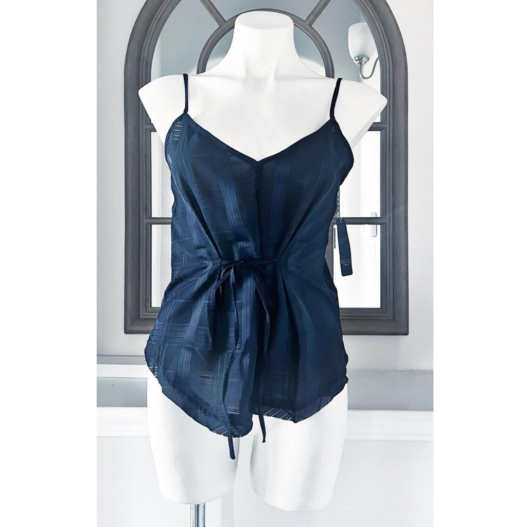 Rachel Roy Jasmin Plaid Tie Camisole Top in True Navy, Size S, New w/Tag