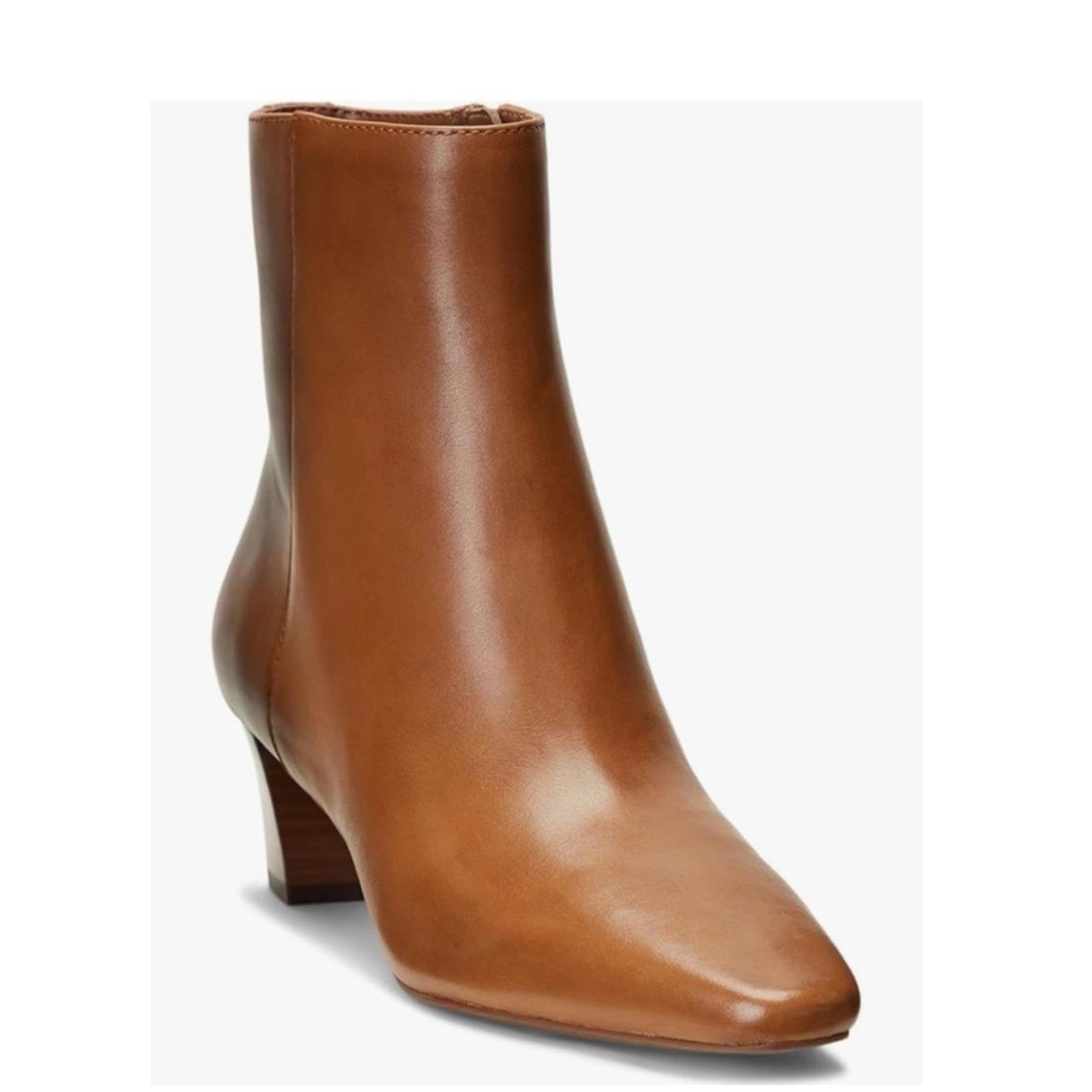 Lauren Ralph Lauren Willa Elegant Tan Leather Ankle Boots, Size 6/36.5 NEW $175
