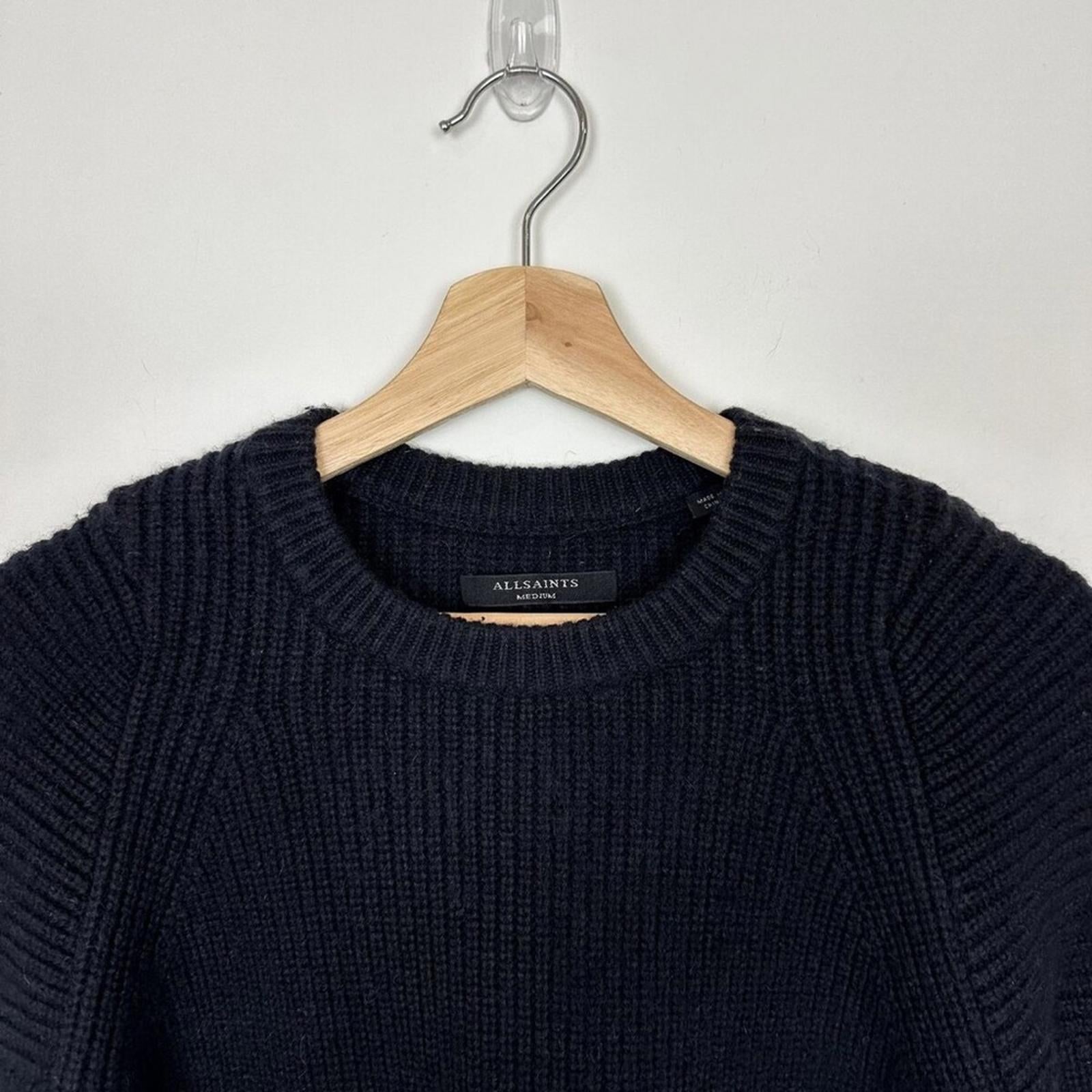 All Saints Selena Mixed Stitch Asymmetric Sweater Midnight Blue Size S New w/Tag