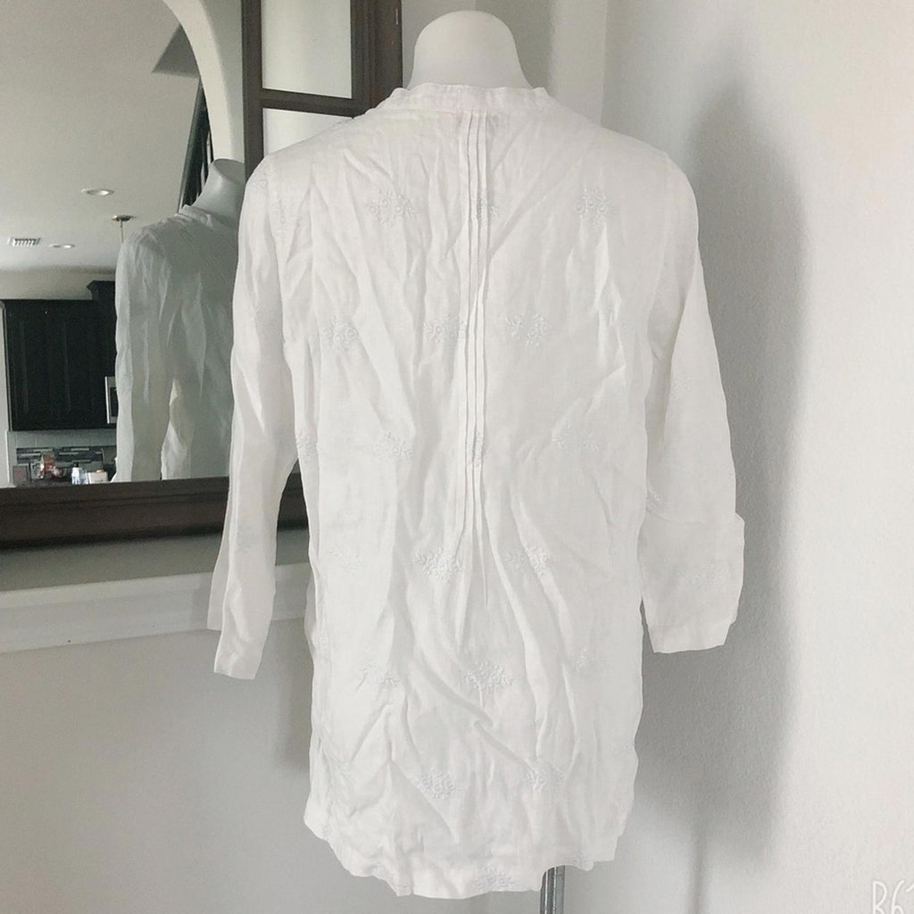 Anthropologie’s Cynthia Rowley Linen Shirt Tunic in White, Size L