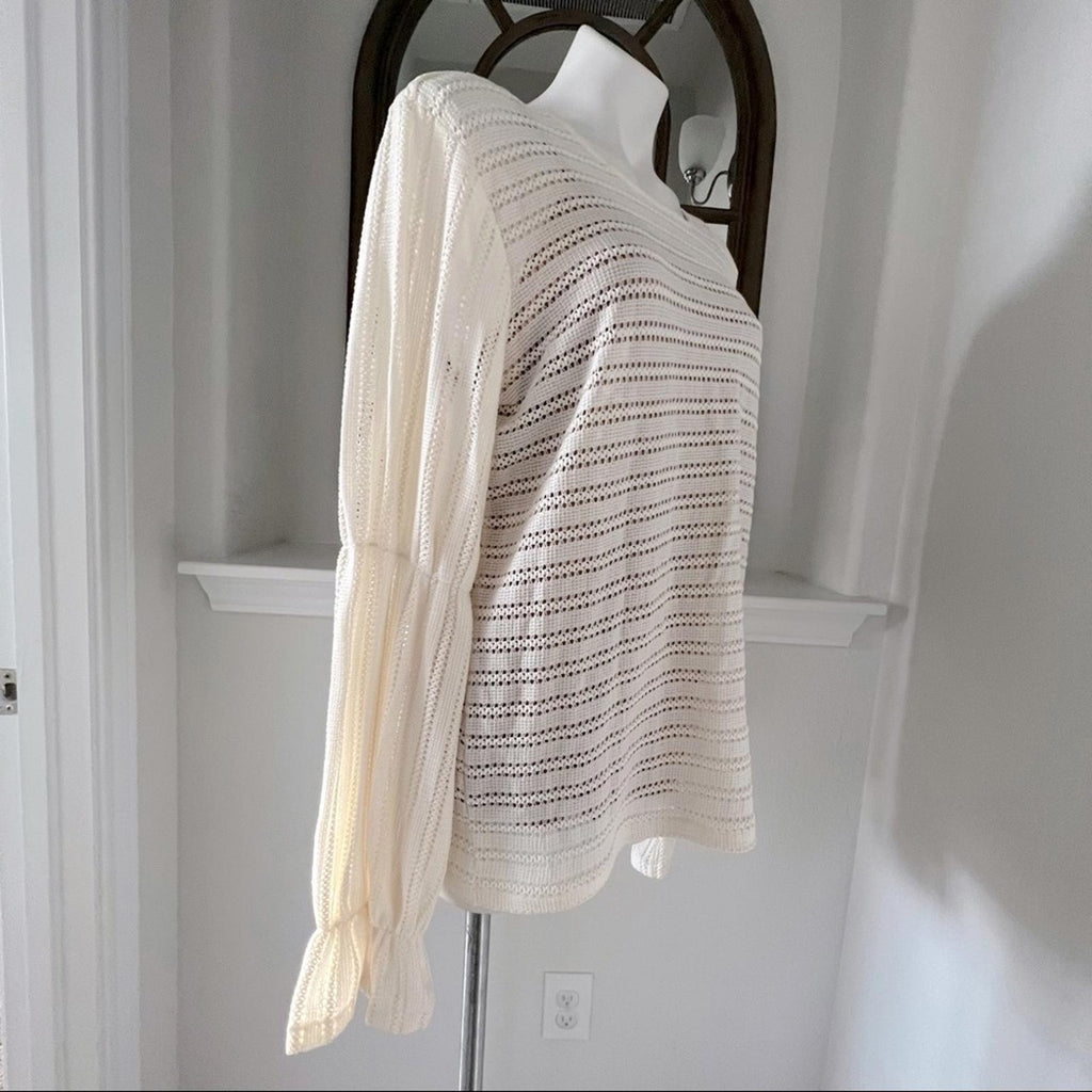 MK Long Sleeve Blouse in Bone/Cream, Size XL New w/Tag
