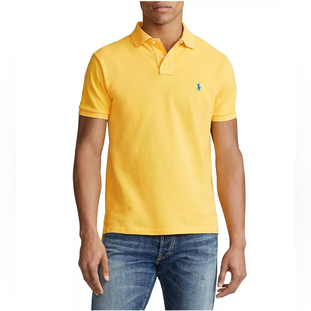 Polo Ralph Lauren Mesh Polo Shirt, Custom Slim Fit in Yellow Size S New w/Tag