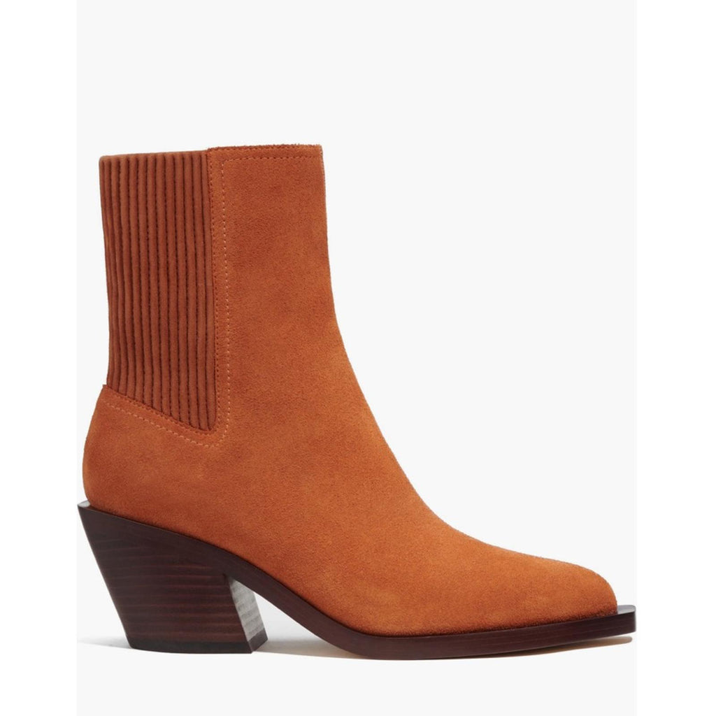 COACH Prestyn Ankle Booties in Burnished Amber, Leather Suede Boots NEW in Box