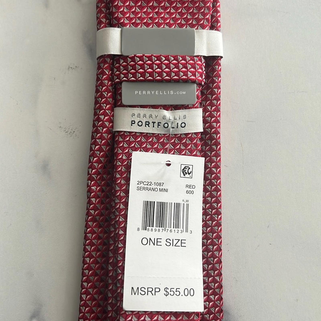 Perry Ellis Men's Serrano Mini Neat Tie in Red, One Size New w/Tag $55