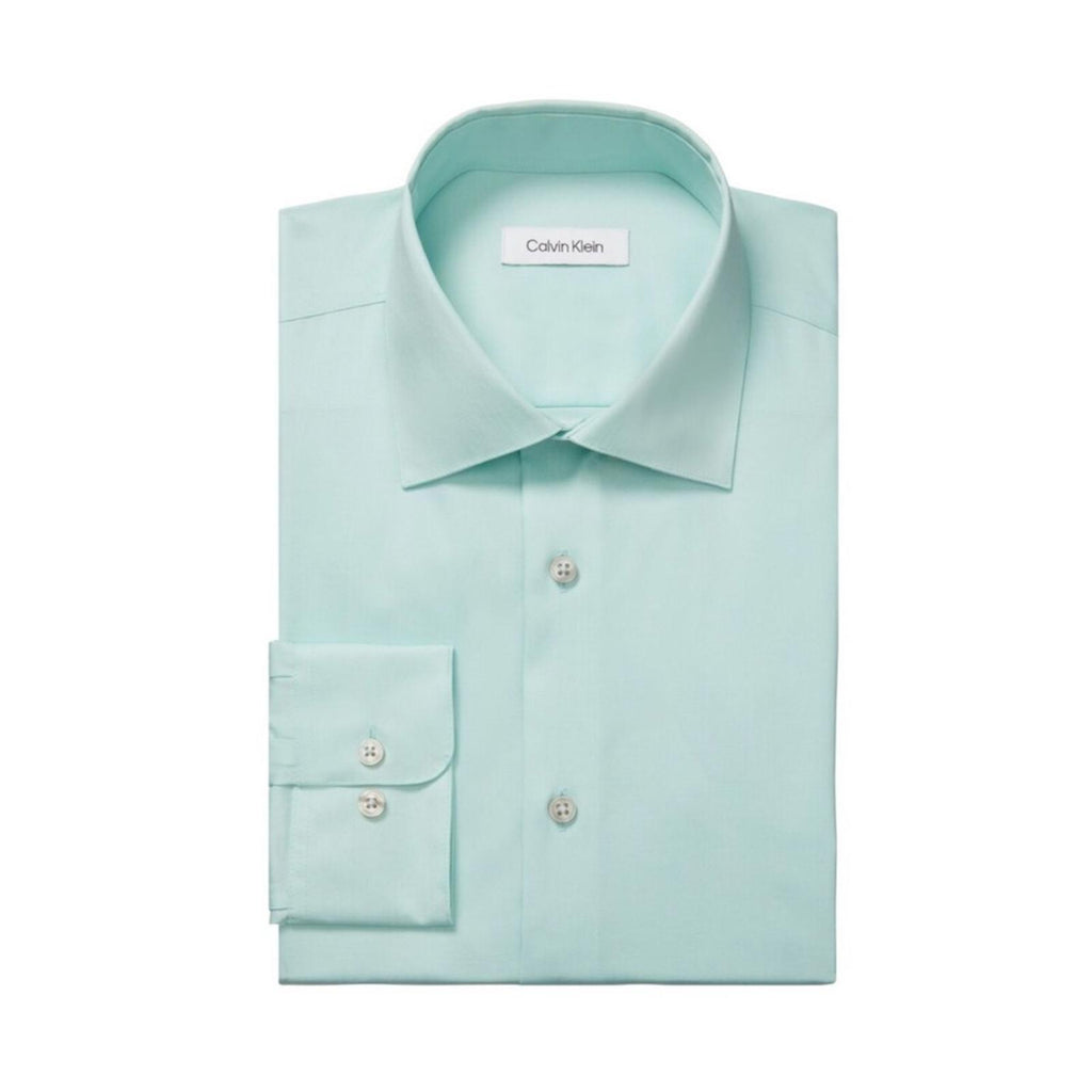 Calvin Klein Steel Slim-Fit Stain Shield Dress Shirt Green 15.5 (34/35) NEW